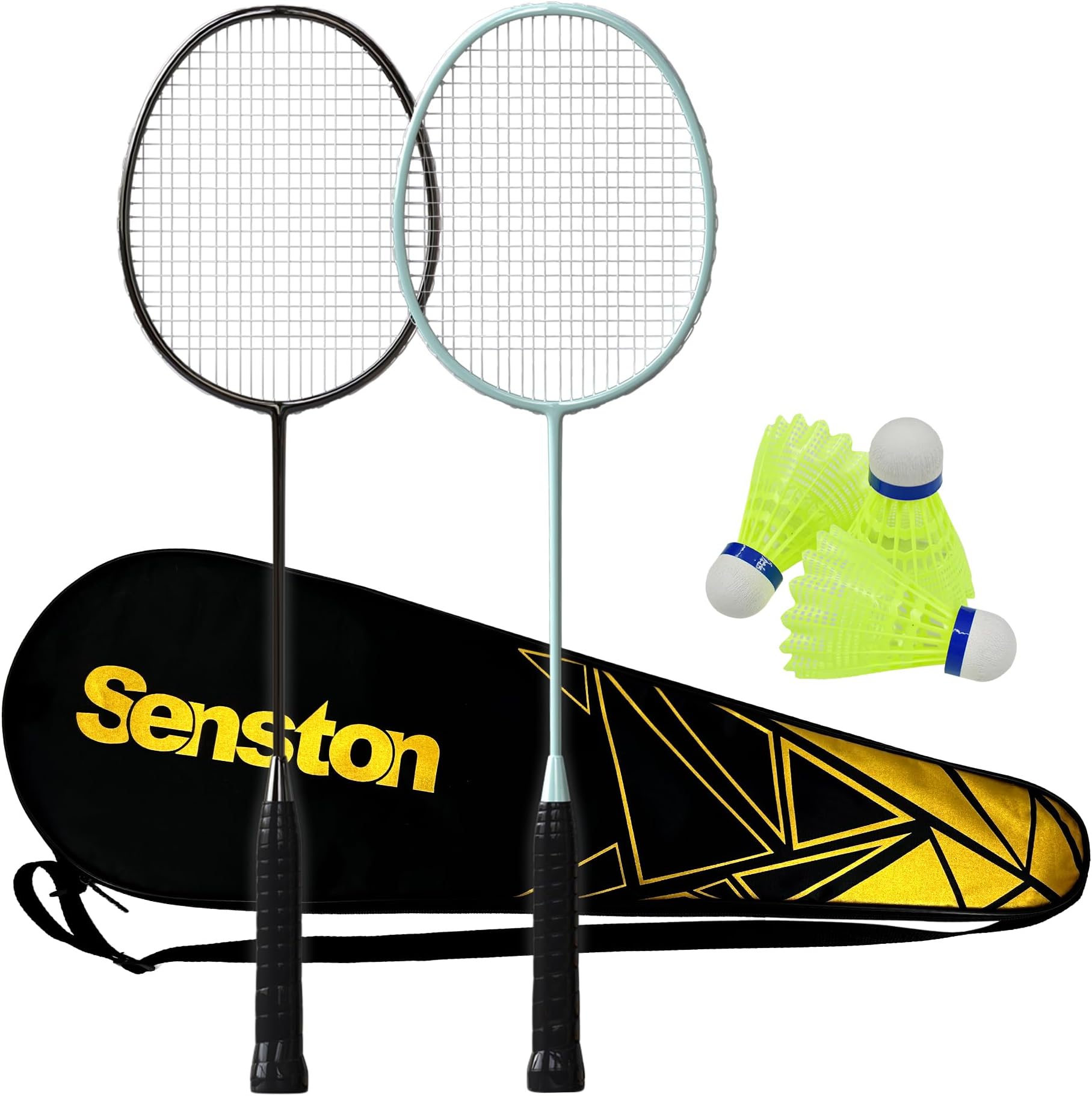 Professional Badminton Rackets Set of 4 - Carbon Fiber, 6 Shuttlecocks, 4 Grips & Bag for Backyard Games | 90g Lightweight
