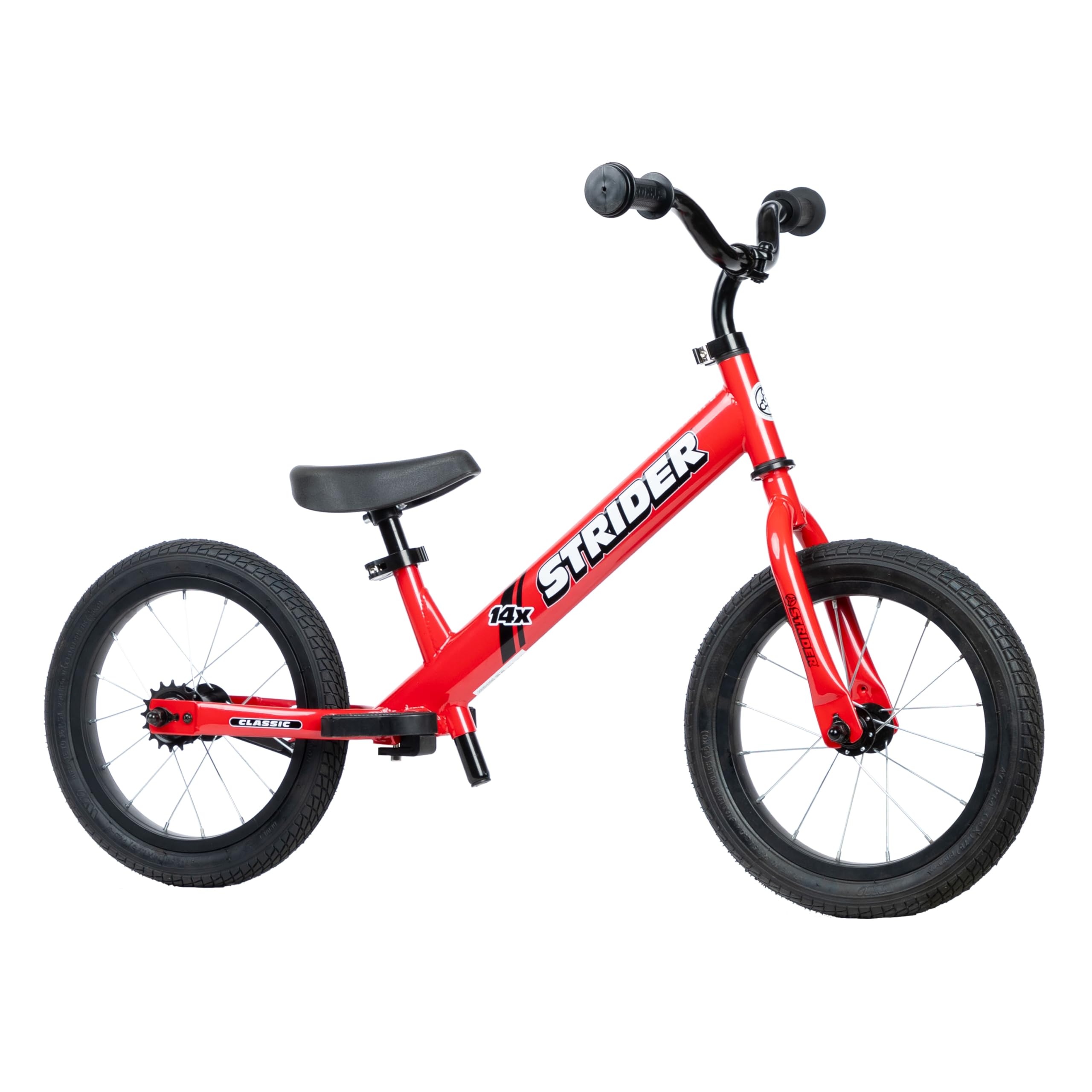 Strider 14x Classic Balance Bike for Kids Ages 3–6 Years, Rocket Red | No Pedals, Balance Bike with Adjustable Seat and Handlebars, Lightweight Steel Frame, Can Convert into Pedal Bake