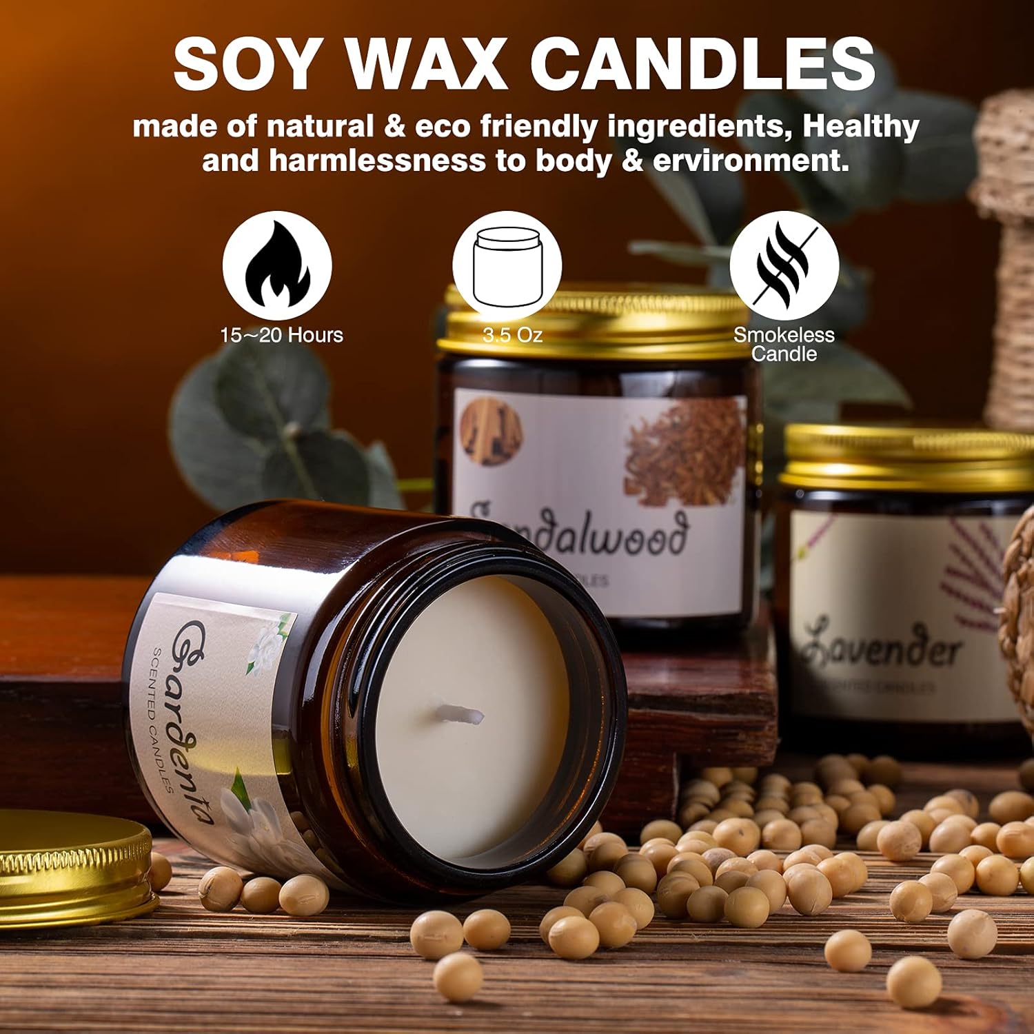 Scented Candles, Soy Wax Candles Gift Set, Jar Candles for Women, Premium Long Lasting Aromatherapy Candles for Home Birthday Holiday Party, 6 Pack : Home & Kitchen