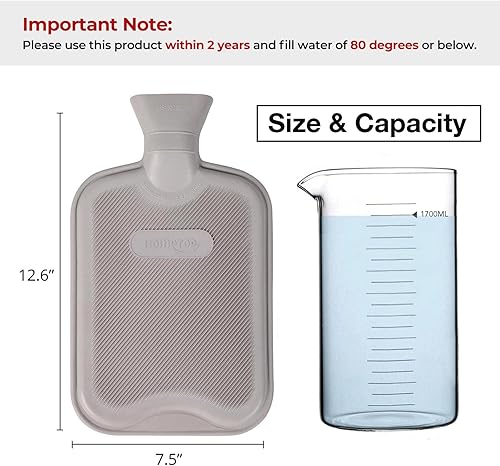 Miniatura 4 de HomeTop Botella de agua caliente de goma clásica de alta calidad y lujosa funda de forro polar de felpa de piel sintética con decoración de pompones