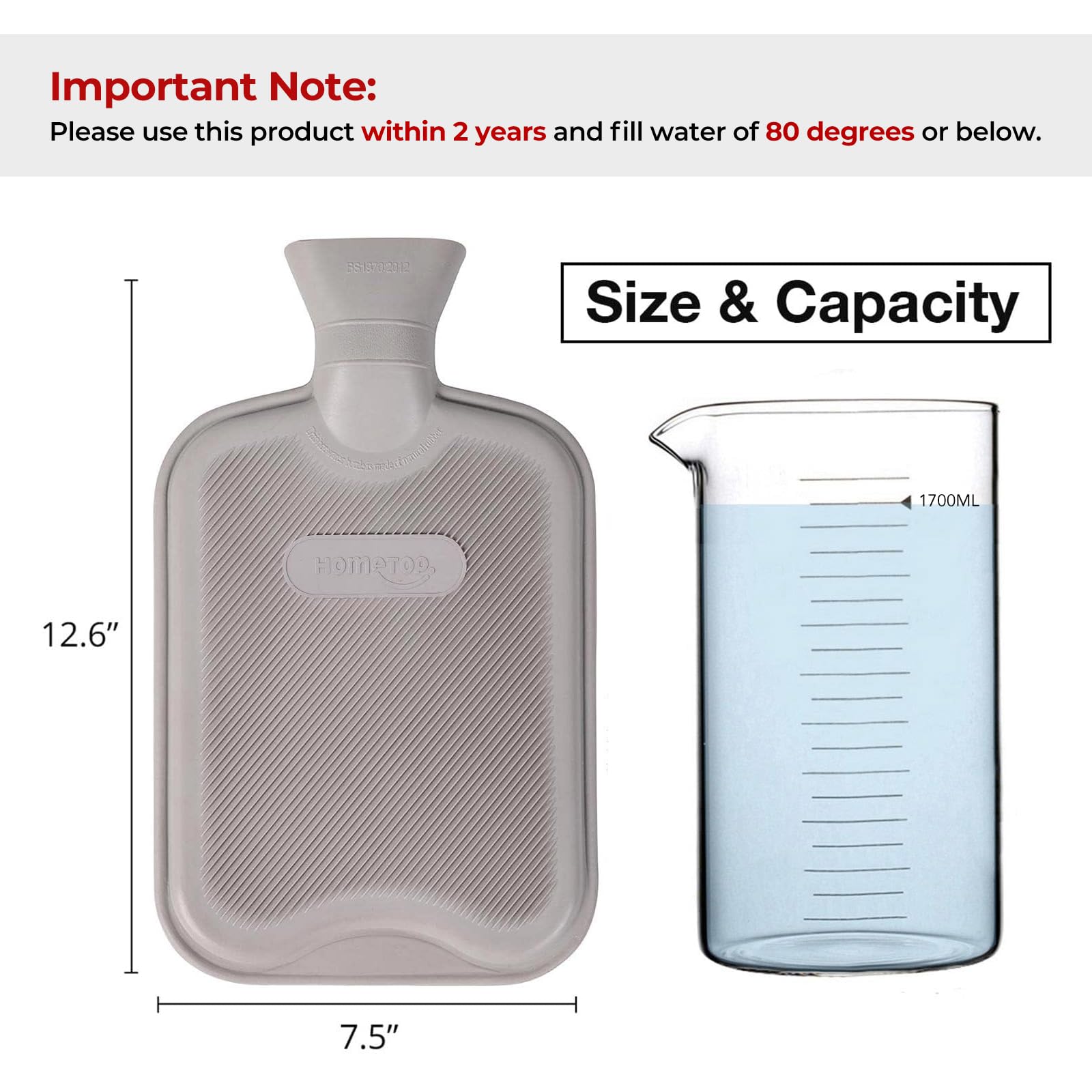 HomeTop Borsa dell'acqua calda o fredda in gomma di alta qualità con simpatico orsetto imbottito (2 litri, viola lavanda)