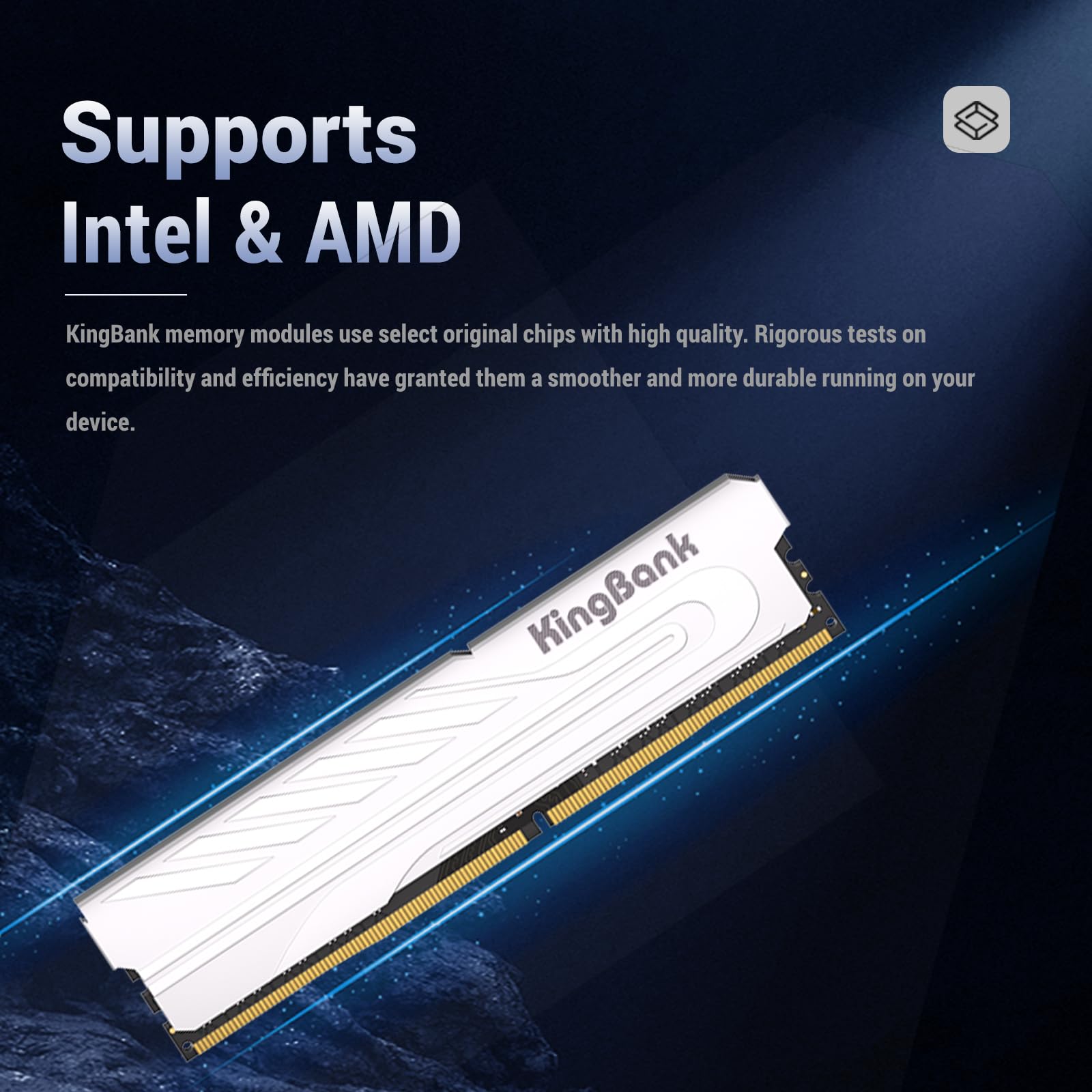 Memória Ram KingBank DDR4 16GB 3200Mhz 1.35V CL16 Prata dissipador