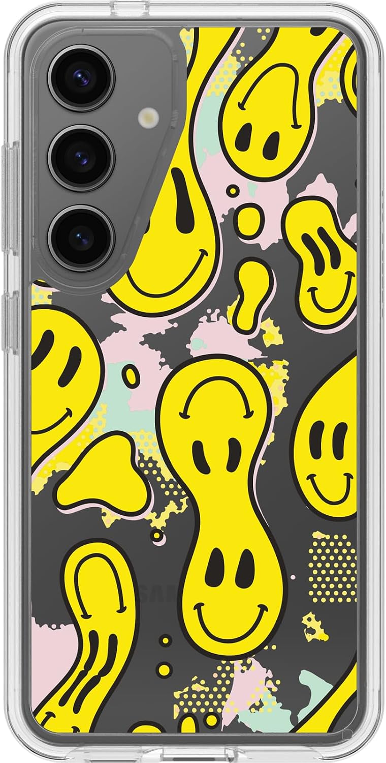 OtterBox Samsung Galaxy S24 Symmetry Series Clear Case - Smiley DRIP, Ultra-Sleek, Wireless Charging Compatible, Raised Edges Protect Camera & Screen