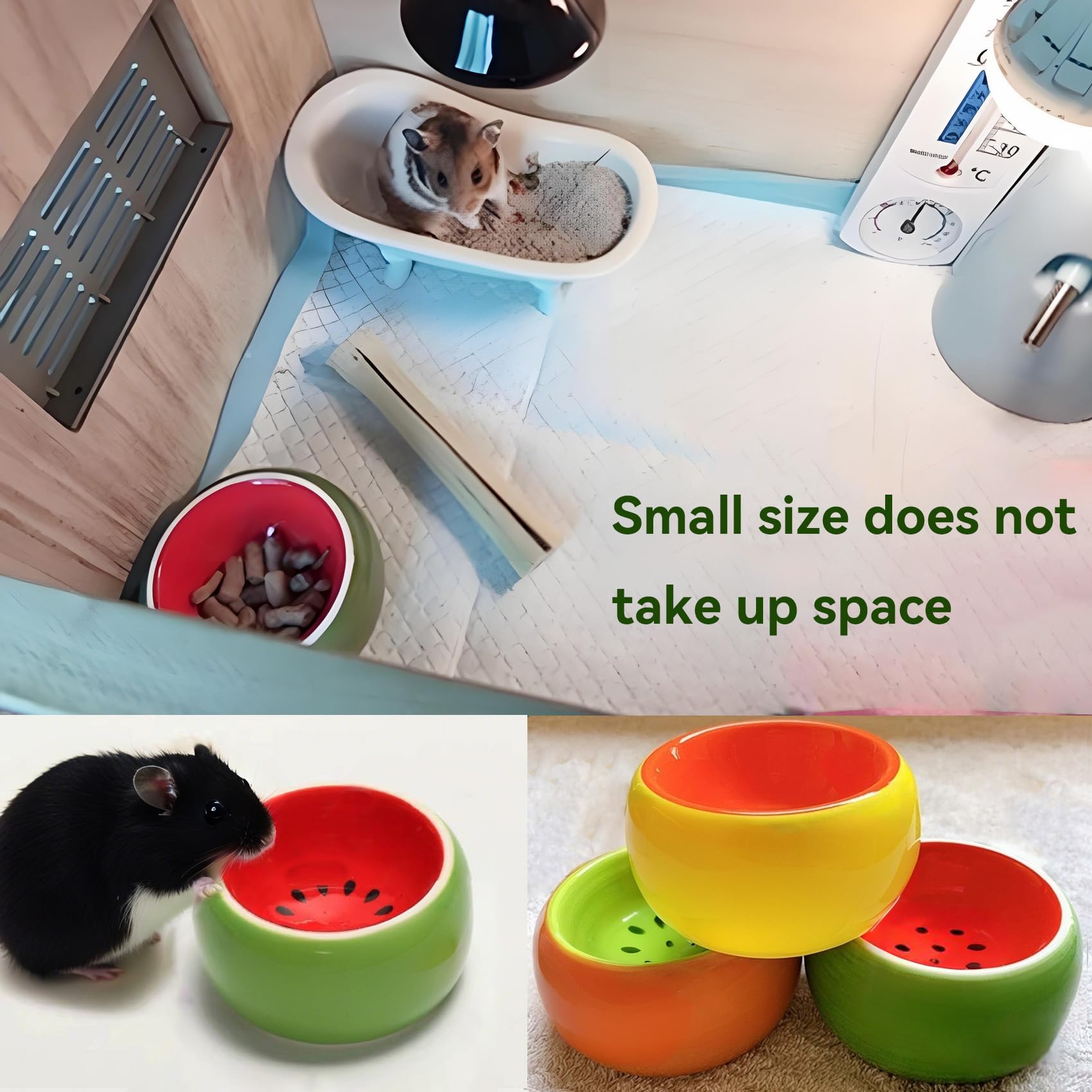 Cuenco de comida para hámster de cerámica para conejillo de indias que evita que se golpeen, salpicaduras de alimentos y masticación de pequeños animales para gerbil chinchilla y erizo (3 piezas)