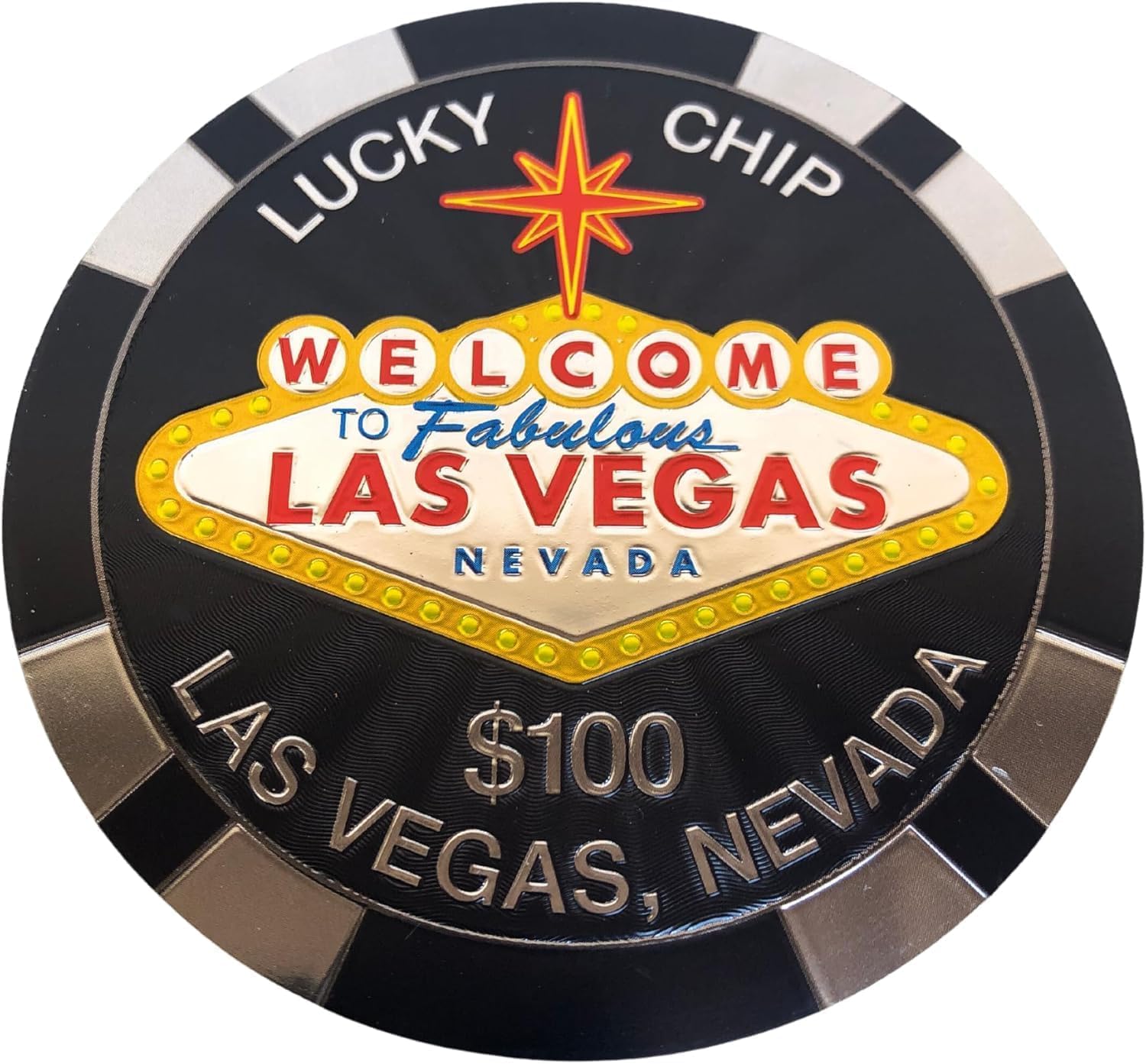 Las Vegas Casino Poker Chip Coasters – 4-Pack Cork-Backed Multicolor Drink Coasters Souvenir