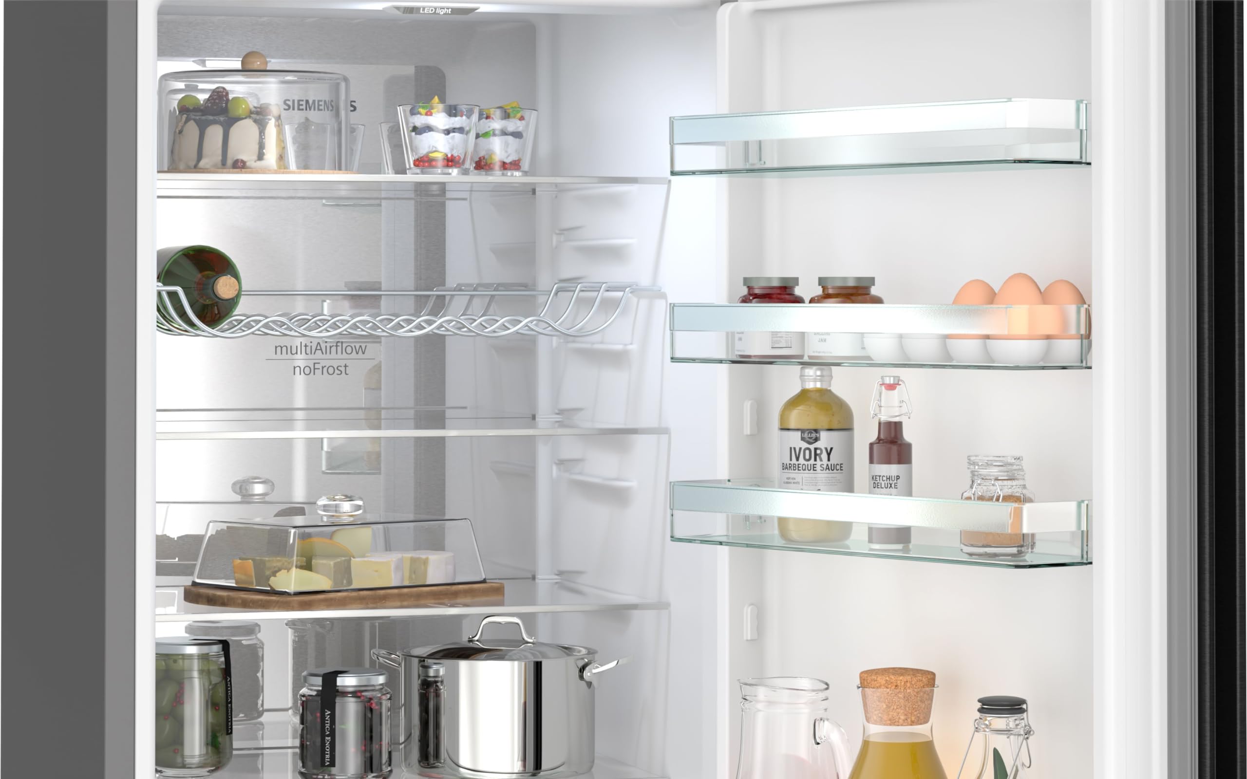 Siemens KG39N2XAF Stand-Kühl-Gefrier-Kombination iQ300, freistehende Kühlkombination mit Gefrierbereich unten 203x60 cm, 260L Kühlen, 103L Gefrieren, noFrost, hyperFresh, LED-Beleuchtung, BlackSteel