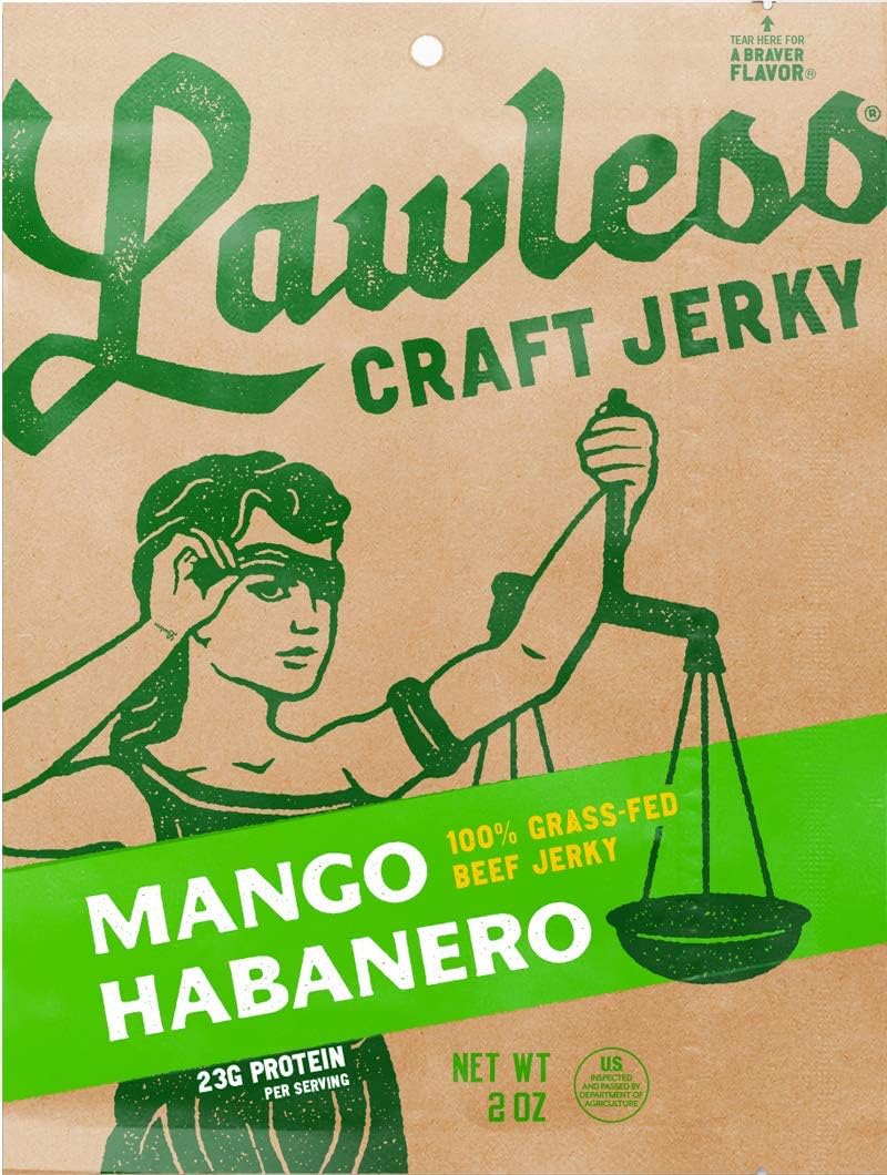 Lawless Jerky Grass Fed Beef Jerky, Mango Habanero, 2.0 Ounce
