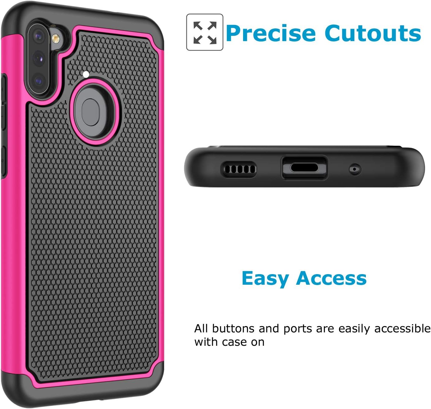 Galaxy A11 Case, Phone Case for Samsung A11, Takfox Heavy Duty Shockproof Rugged Cover Hard Plastic & Soft Silicone Dual Layer Protective Bumper Case for Samsung Galaxy A11-Rose