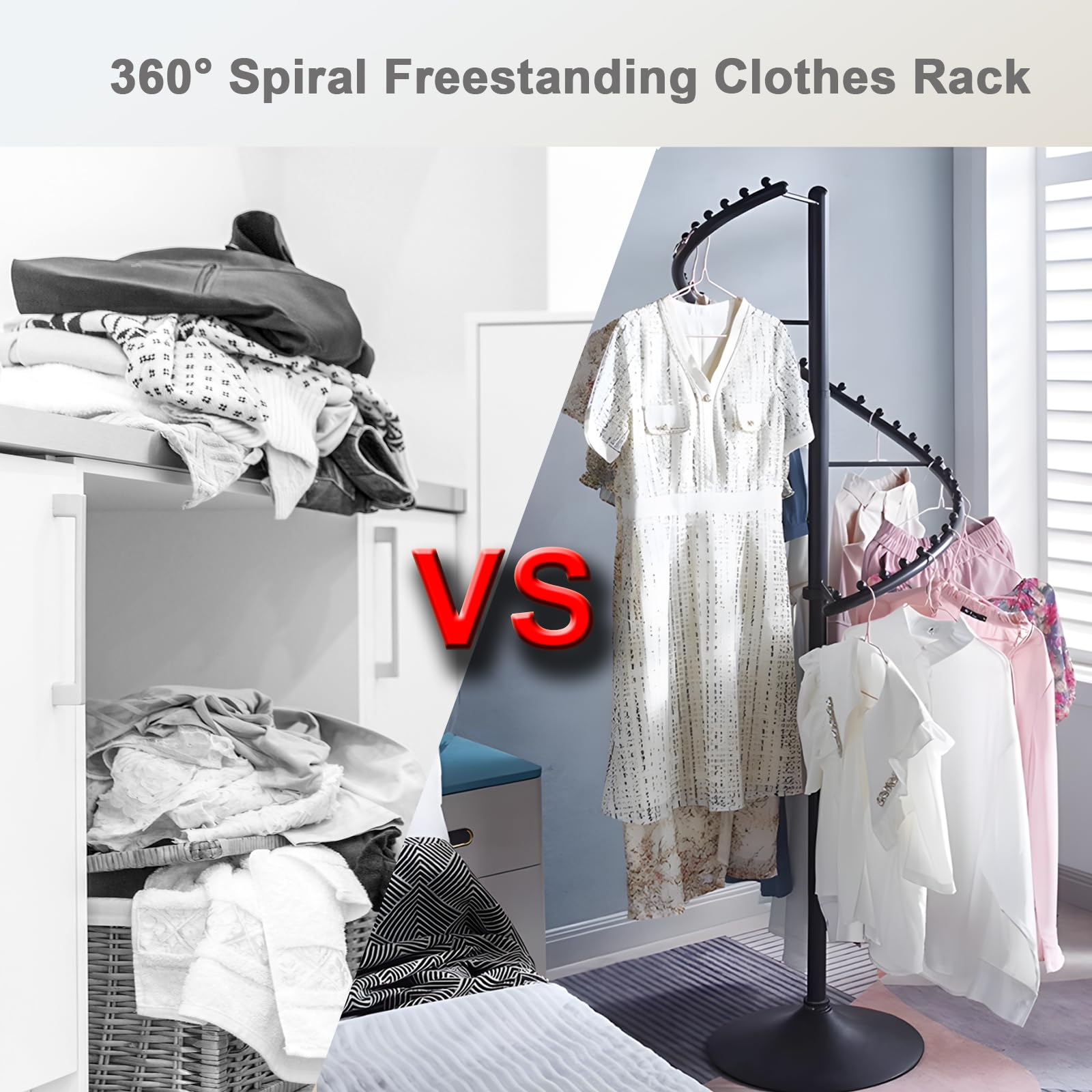 Spiral Clothing Rack, Freestanding Rotating Clothes Hanger,Modern Retail Clothes Display Racks for Storage, Boutique Clothe Rack for Bedroom Living Room and Store: black