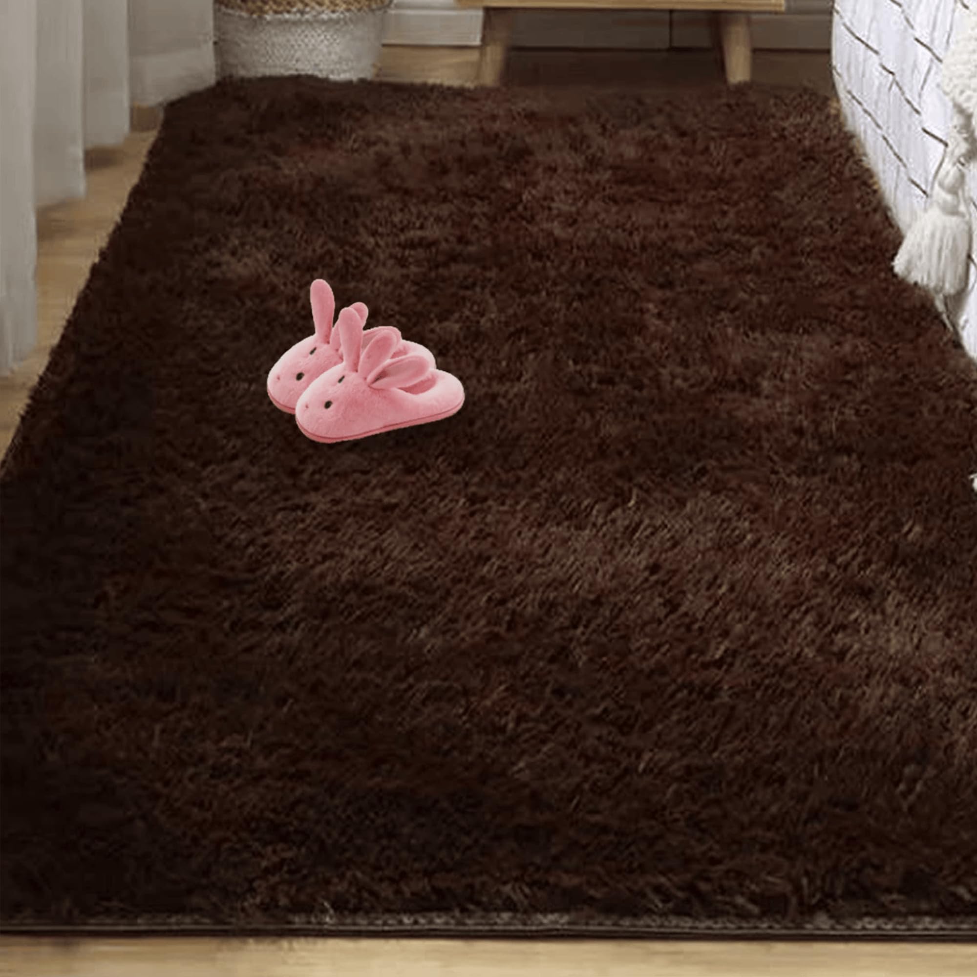 Tapis salon shaggy 320x320 lavable et tapis de chambre antidérapant