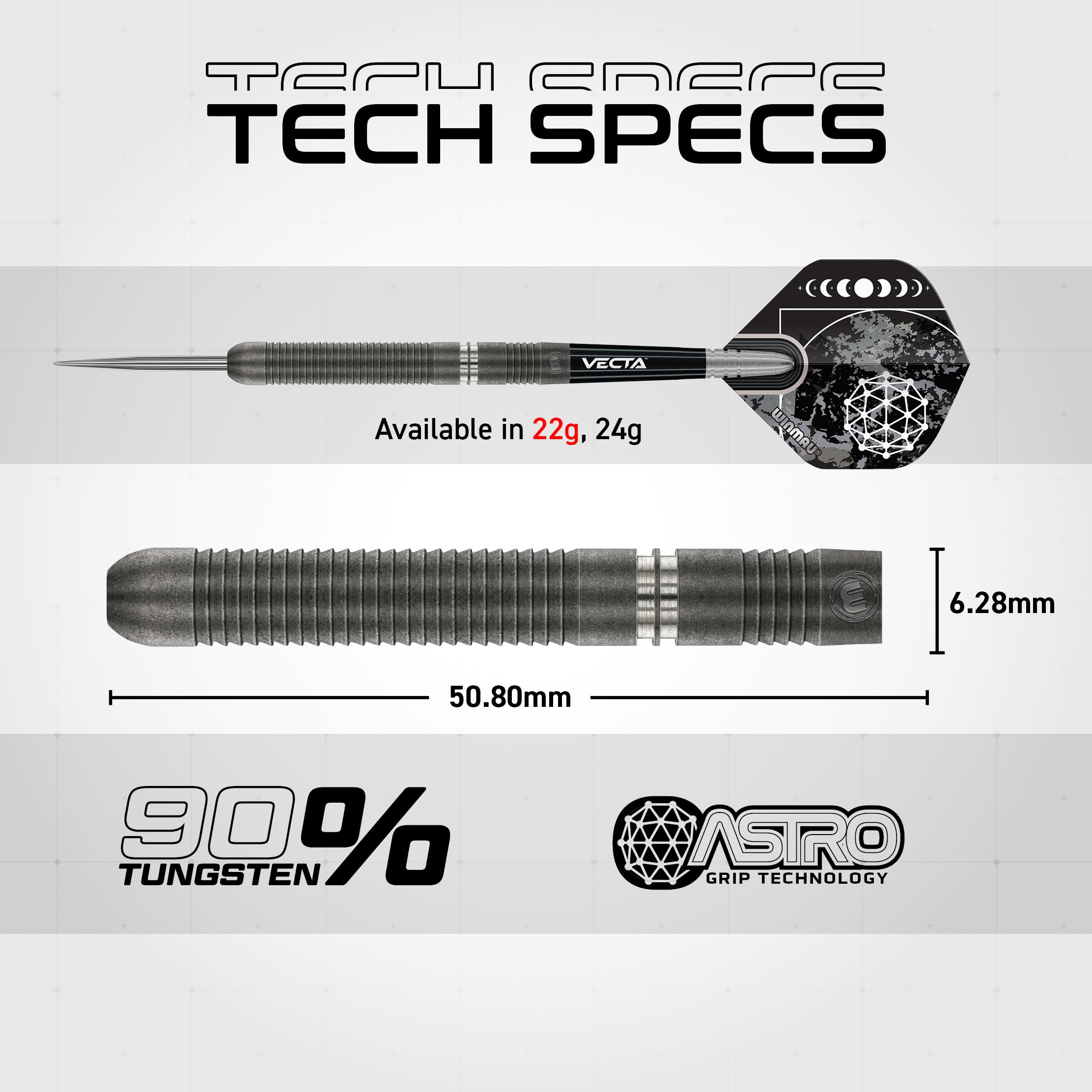 WINMAU Darts Callisto 22g 90% Professional Tungsten Steel Tip Darts Set including Dart Flights and Dart Shafts (Stems) - Image 4