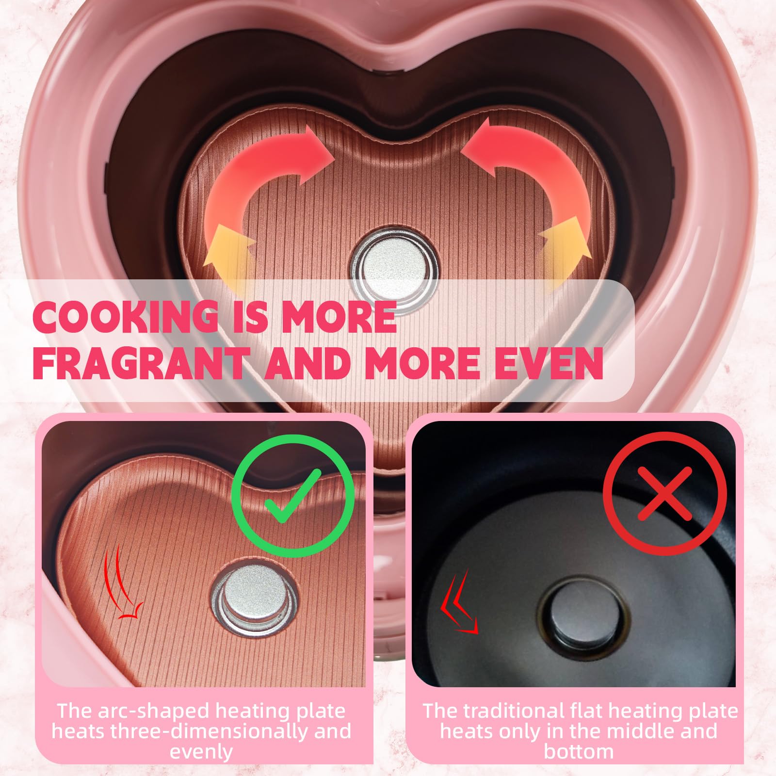 Cuociriso a forma di pesca 6 in 1 cuociriso rosa intelligente e carino cuociriso con rivestimento antiaderente, timer preimpostato e funzione di mantenimento automatico del calore, ideale come regalo