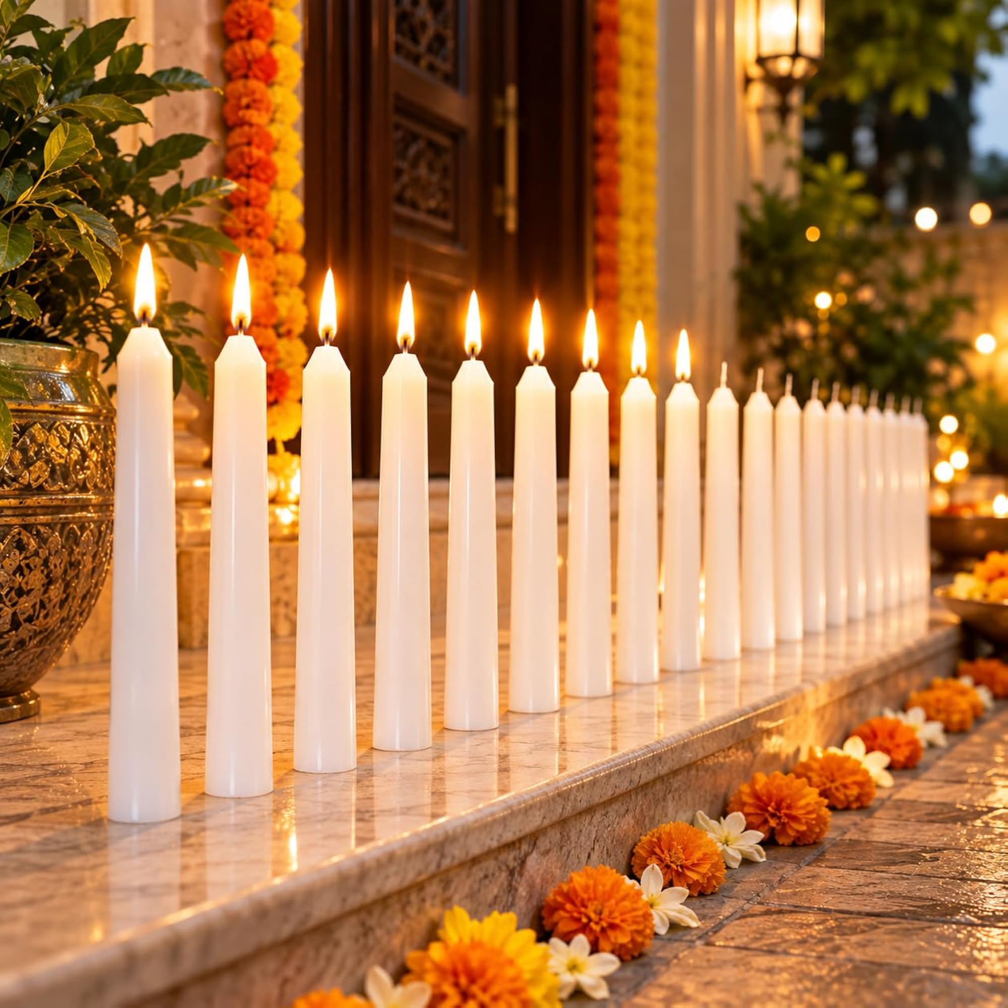Long White Taper Candles, Dripless Candlesticks, Gift Set