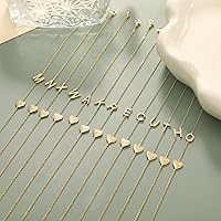 Vista 7 de TOBENY Collar con inicial lateral para mujer, delicado collar de gargantilla con letra de corazón, chapado en oro de 14 quilates, collar