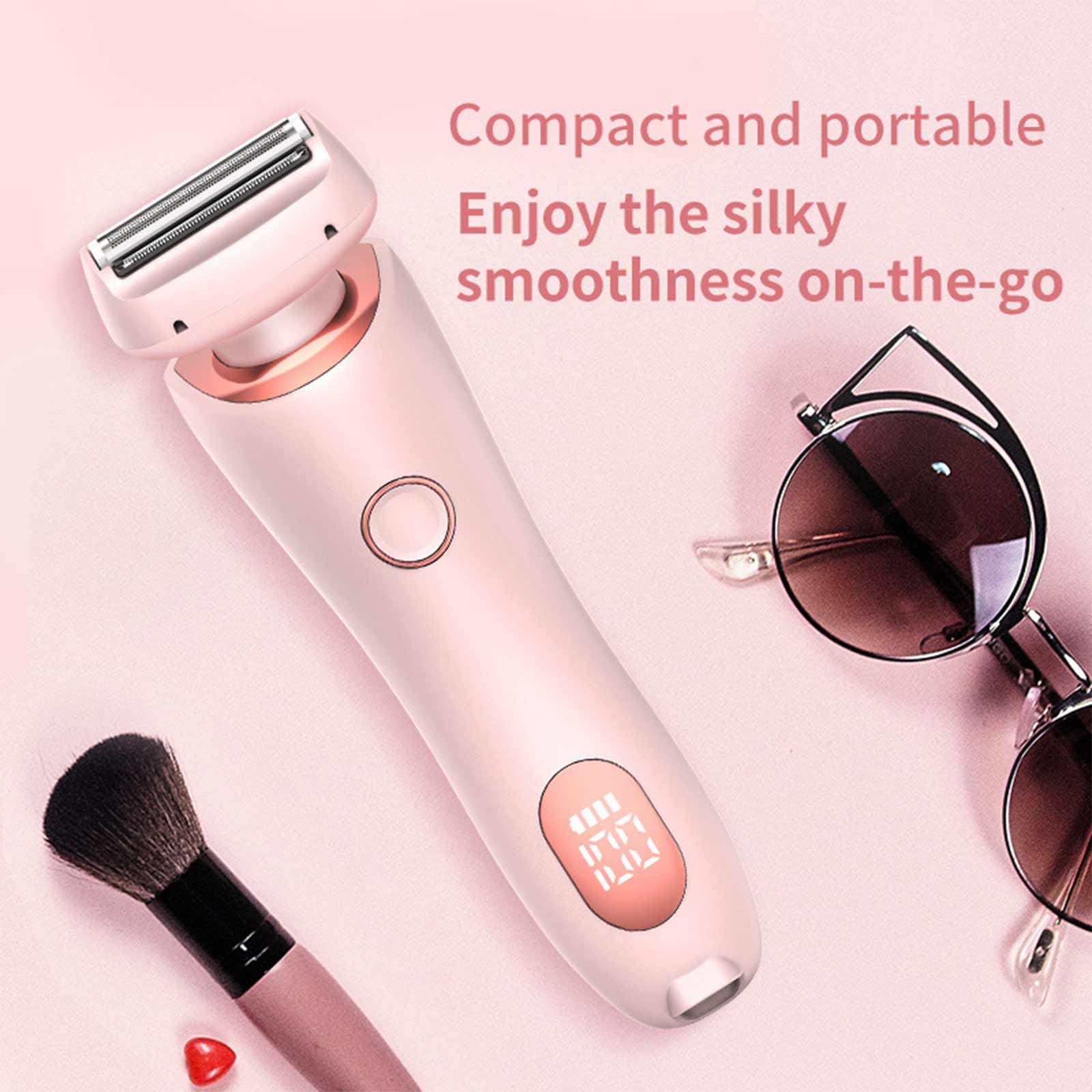 Hair Removal Device,2 in 1 Electric Shaver for Women,Portable Waterproof Electric Shaver,Wet & Dry,Painless Womens Trimmer for Face Body Leg Bikini Underarm Arm (Pink)