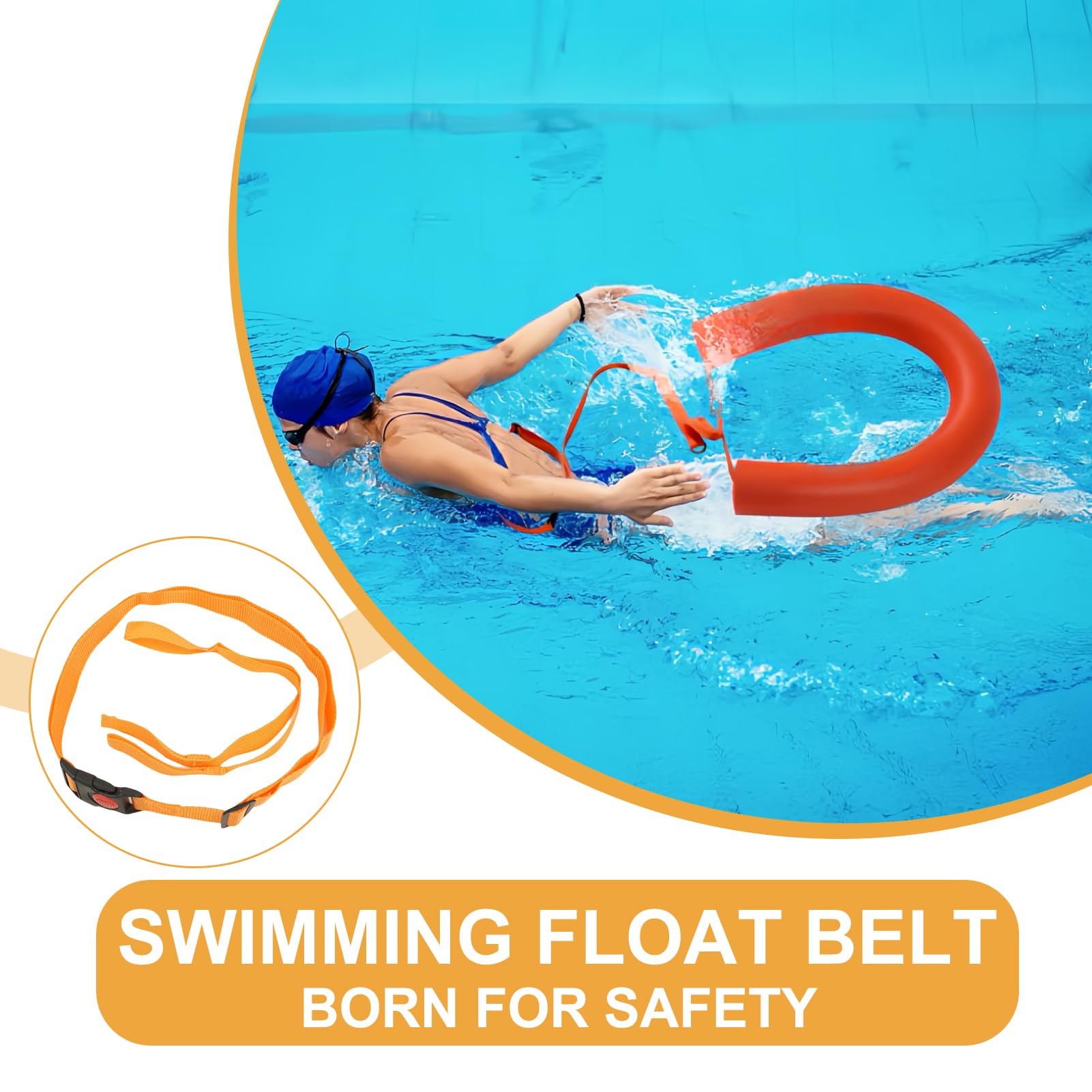 Ceinture De Rechange Pour Airbag De Natation – Sangle Réglable 66-127 Cm, Orange Fluo, Légère Et Durable, Pour Sécurité En Eau Libre