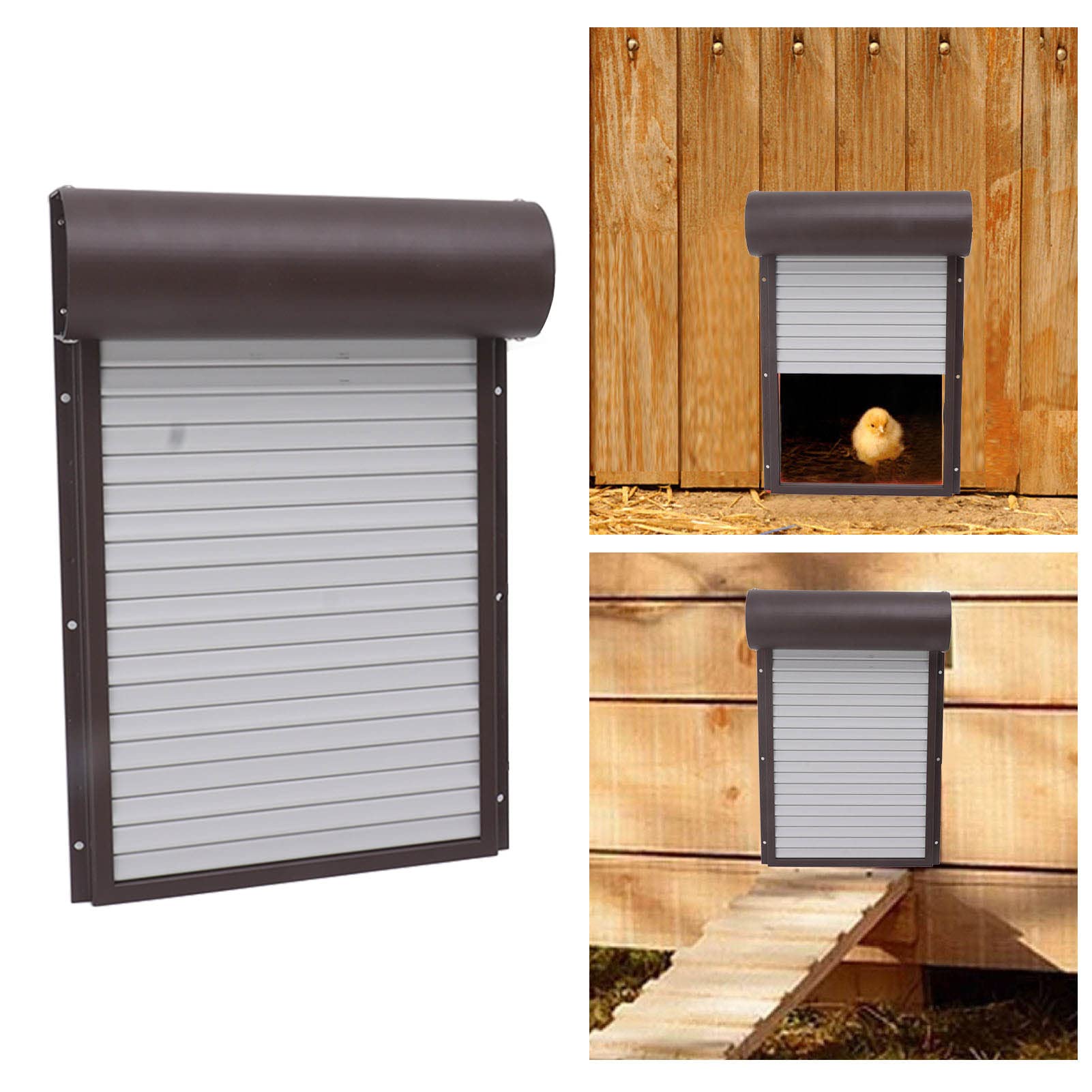 Sonew Porta automatica a energia solare, sensore di luce, timer e telecomando per polli e pollai, per porta di pollo impermeabile, per pollo, per pollaio (marrone)