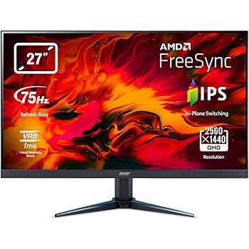 Acer Nitro VG270Ubmiipx 27-inch WQHD Gaming Monitor - (IPS Panel, FreeSync, 1ms, ZeroFrame, DP, HDMI, Black)