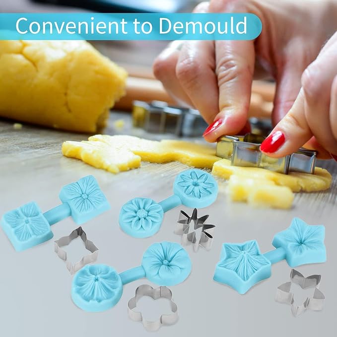 Set de 4 moldes de silicona para decoración de pastel miniatura 3