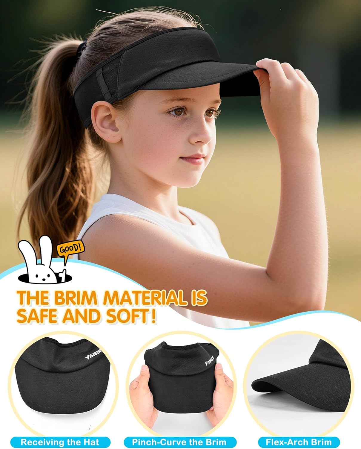 Kids Sun Visor Hats for Girls Boys Lightweight UPF50+ Packable Sun Hat for Running Golf Outdoor Sports - Image 5