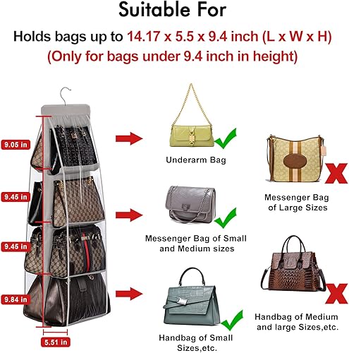 Miniatura 8 de Lirex Organizador de bolso colgante para armario, organizador de almacenamiento de 8 bolsillos, organizador de tela Oxford para armario familiar,