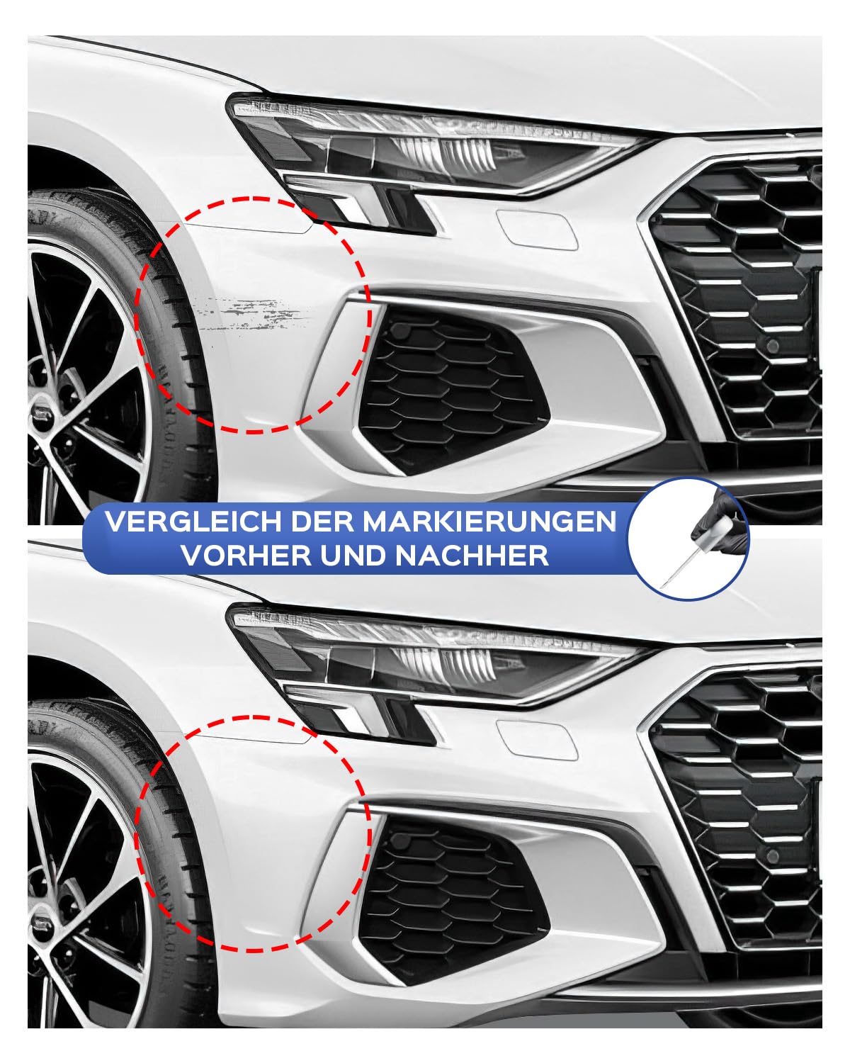Audi Kit di vernice per ritocchi bianco metallizzato per graffi e scheggiature