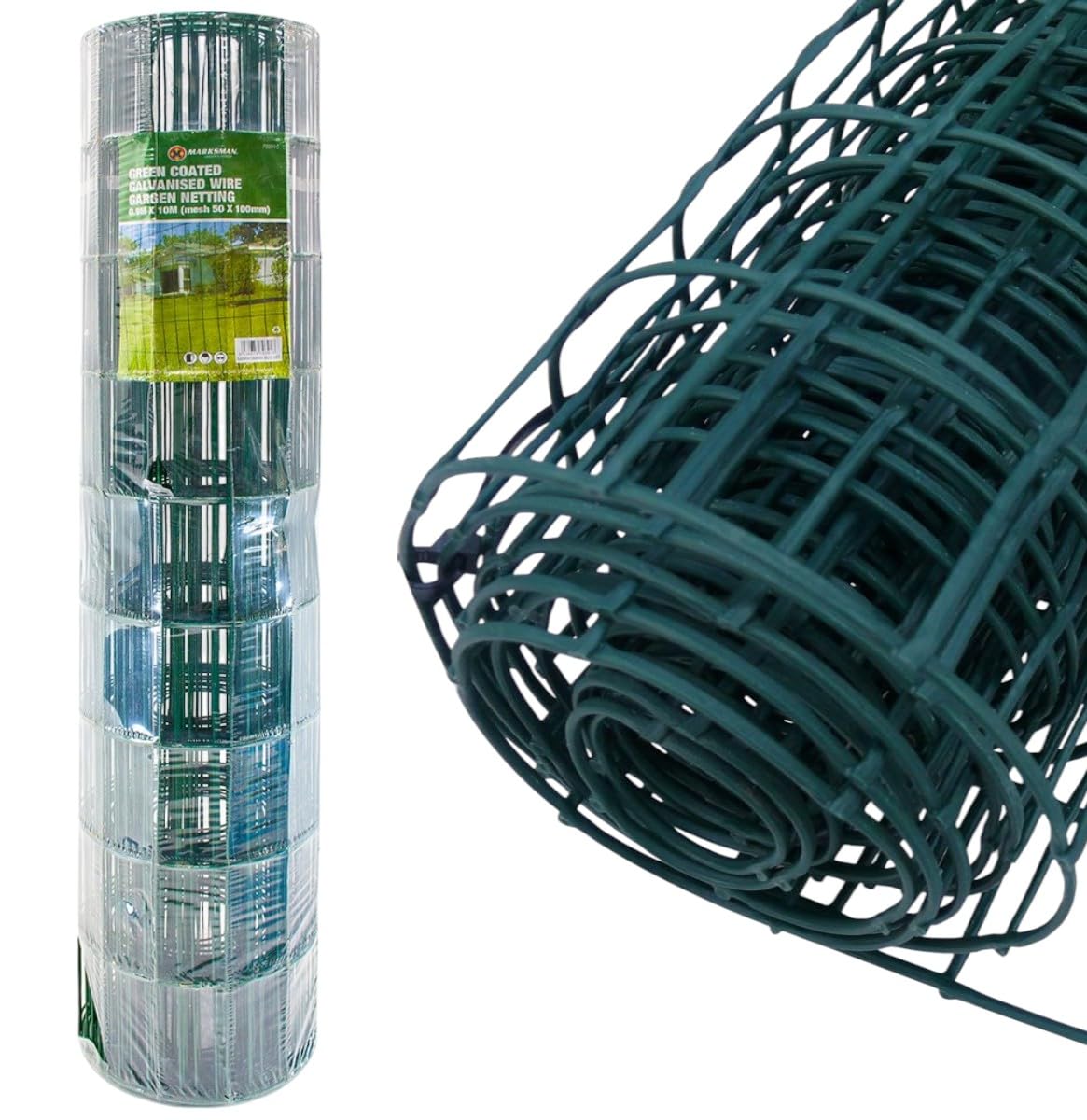  - 0.9 X 10M Green Pvc Galvanised Wire Mesh Fencing 50X100mm