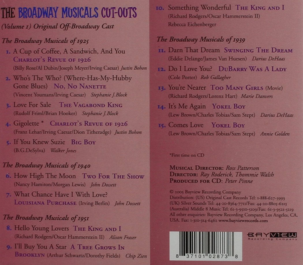 Broadway Musicals Cut-Outs, Vol. 1