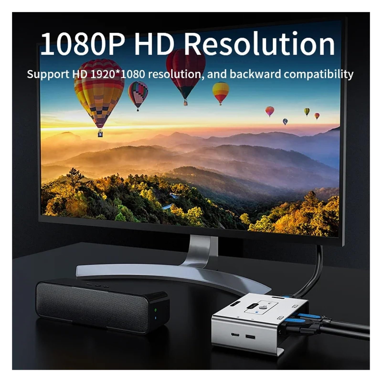 Przełącznik KVM VGA do VGA 2x1 1080P 60Hz Video Switcher(Beige)