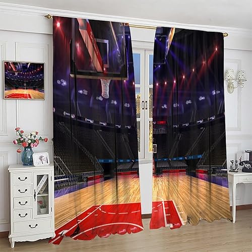 Vista 200 de Boys Sports Curtains Basketball Football Baseball Flame Pattern Printed Curtains Kids and Teenagers' Bedroom Living Room Blackout Curtains W42 * L54