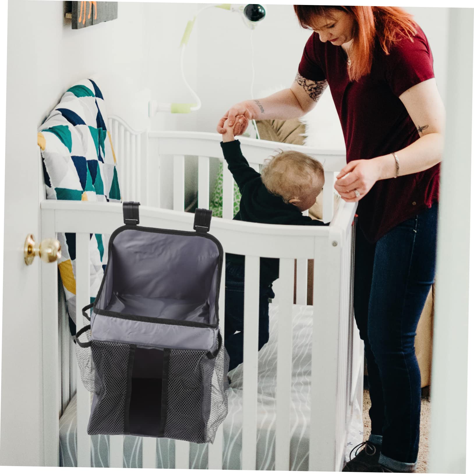Bolsa De Pañales Organizador Colgante para Cuna Cambiador y Guardería Bolsillos para Pañales y Biberones para Dormitorio Infantil