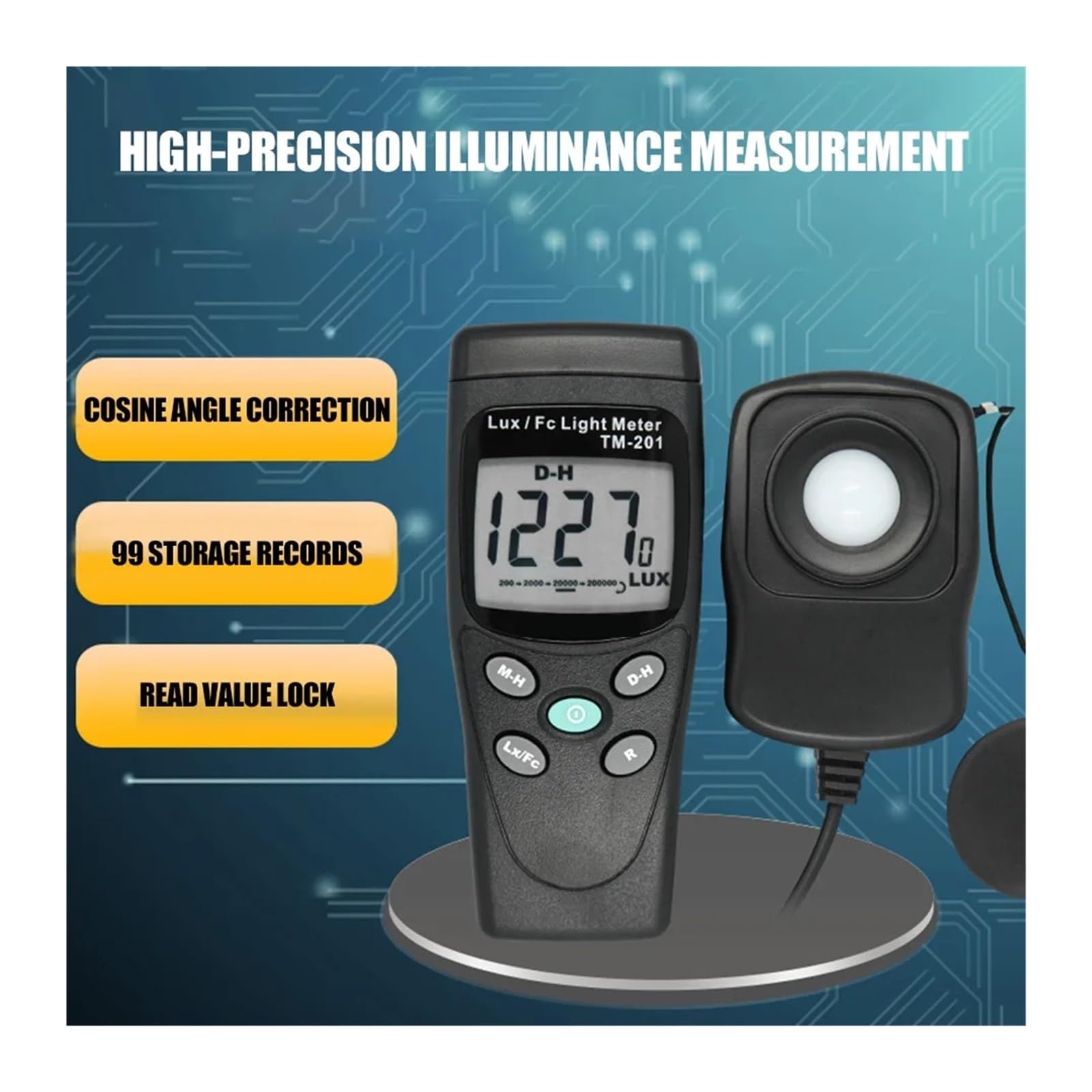 Espectrofotómetro, TM-201 Medidor De Iluminación Digital Brillo Linterna Accesorio Medición Incluye Todo El Rango Visible