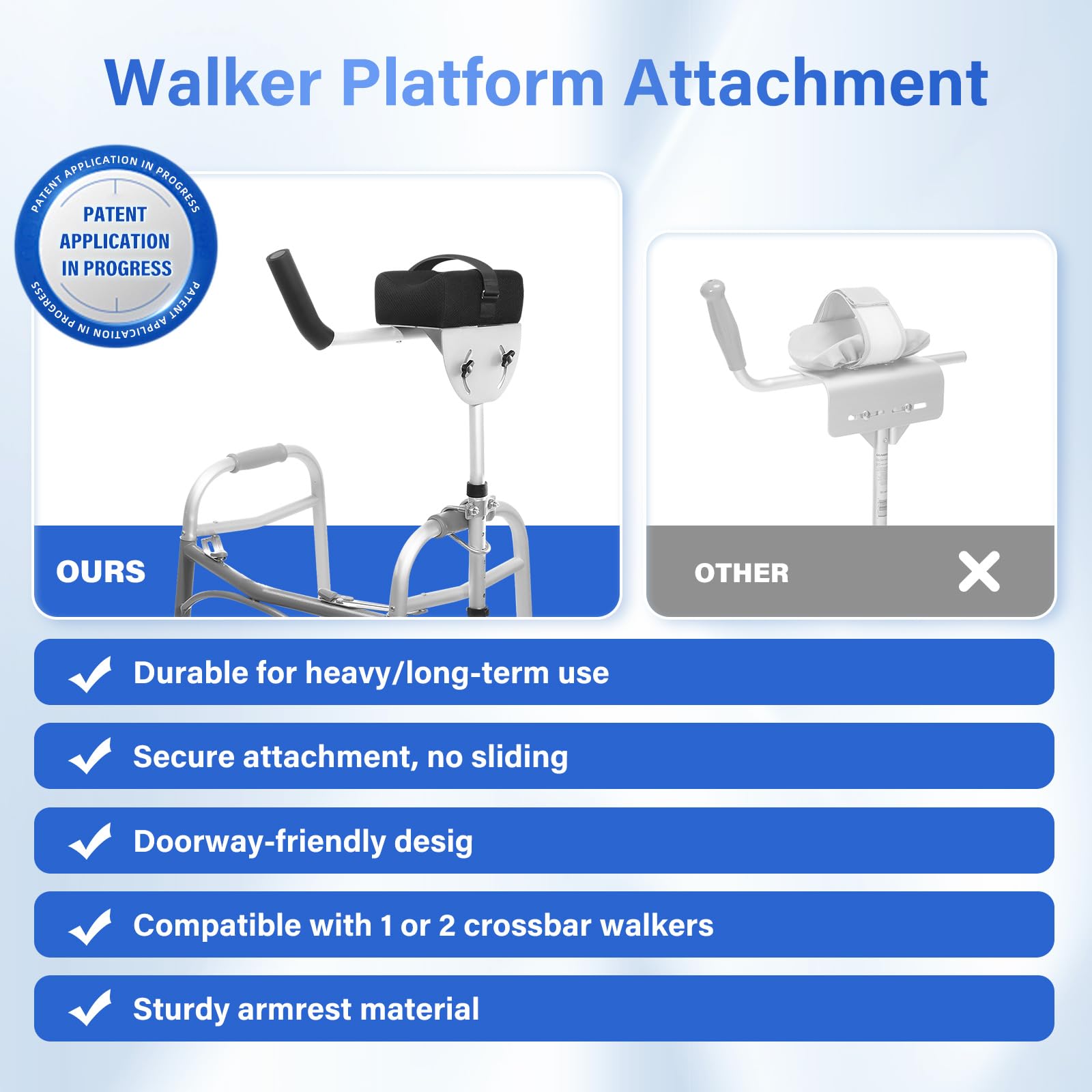 1 pcs Walker Platform Attachment with Adjustable Padded Cuff - Walker Platform Accessory to Preventing The Bracket from Sliding Down - U-Shaped Clamp Design Compatible with Most Walkers on The Market — Amazon image 7