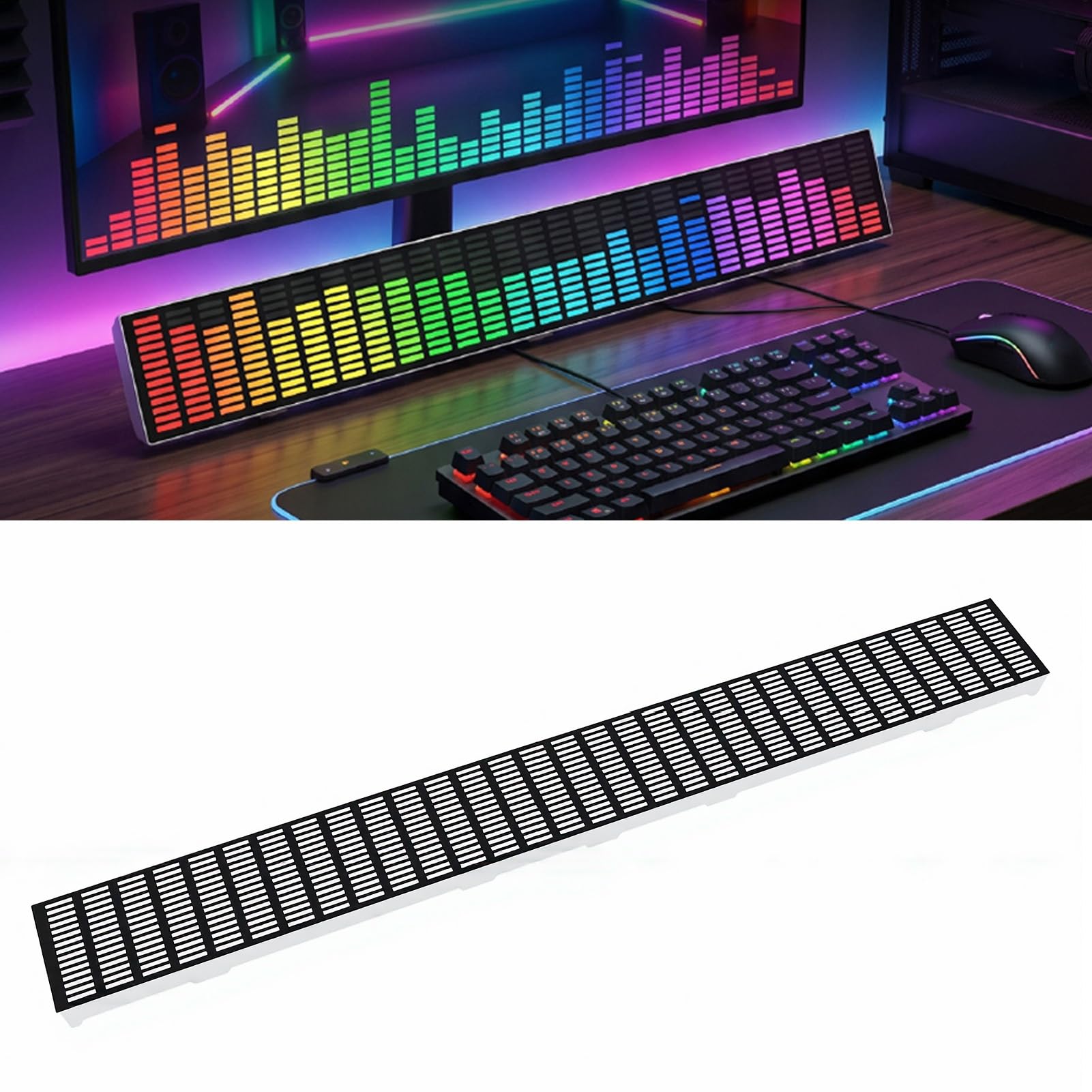 Haofy Wyświetlacz Spektrum Audio z Paskiem świetlnym, Zasilany 5V