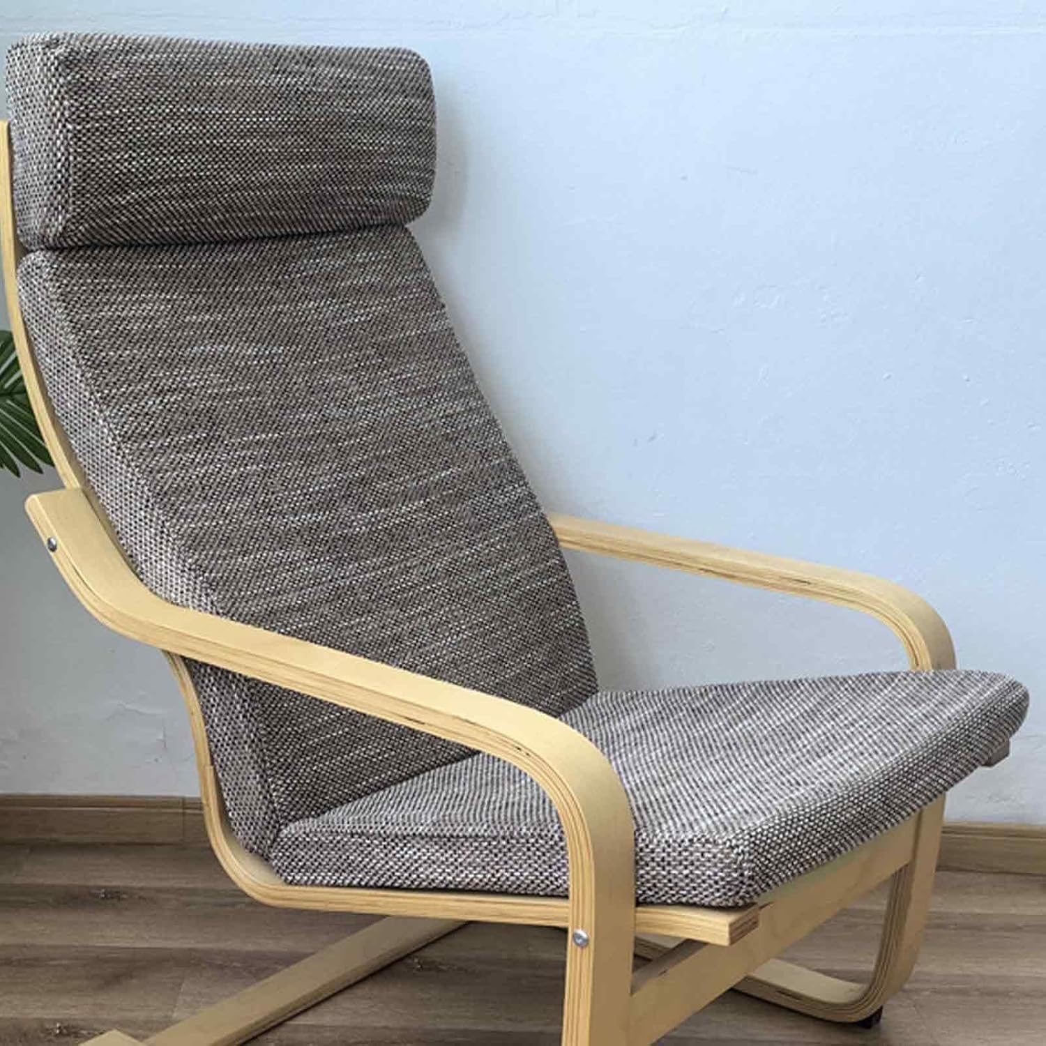 ZGantrix Chair Cushion Replacement For Curved Frame Armchair & Rocking Chair-poang Chair Cushion - Memory Foam Seat Cushions With Removable Linen Cover Non-Slip Design(Light Brown-gray)