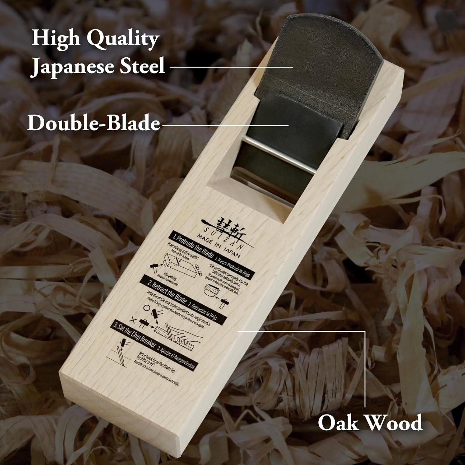 SUIZAN Kanna Japanese Wood Planer 2.4" - Professional Hand Block Plane Woodworking tools