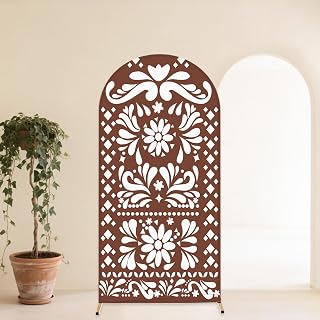 6ft Brown Mexican Fiesta Arch Cover Baby Shower Backdrop,2-Sided Round Top Chiara Backdrop Arch Covers for Mexican Wedding Birthday Bridal Shower Party Decoration