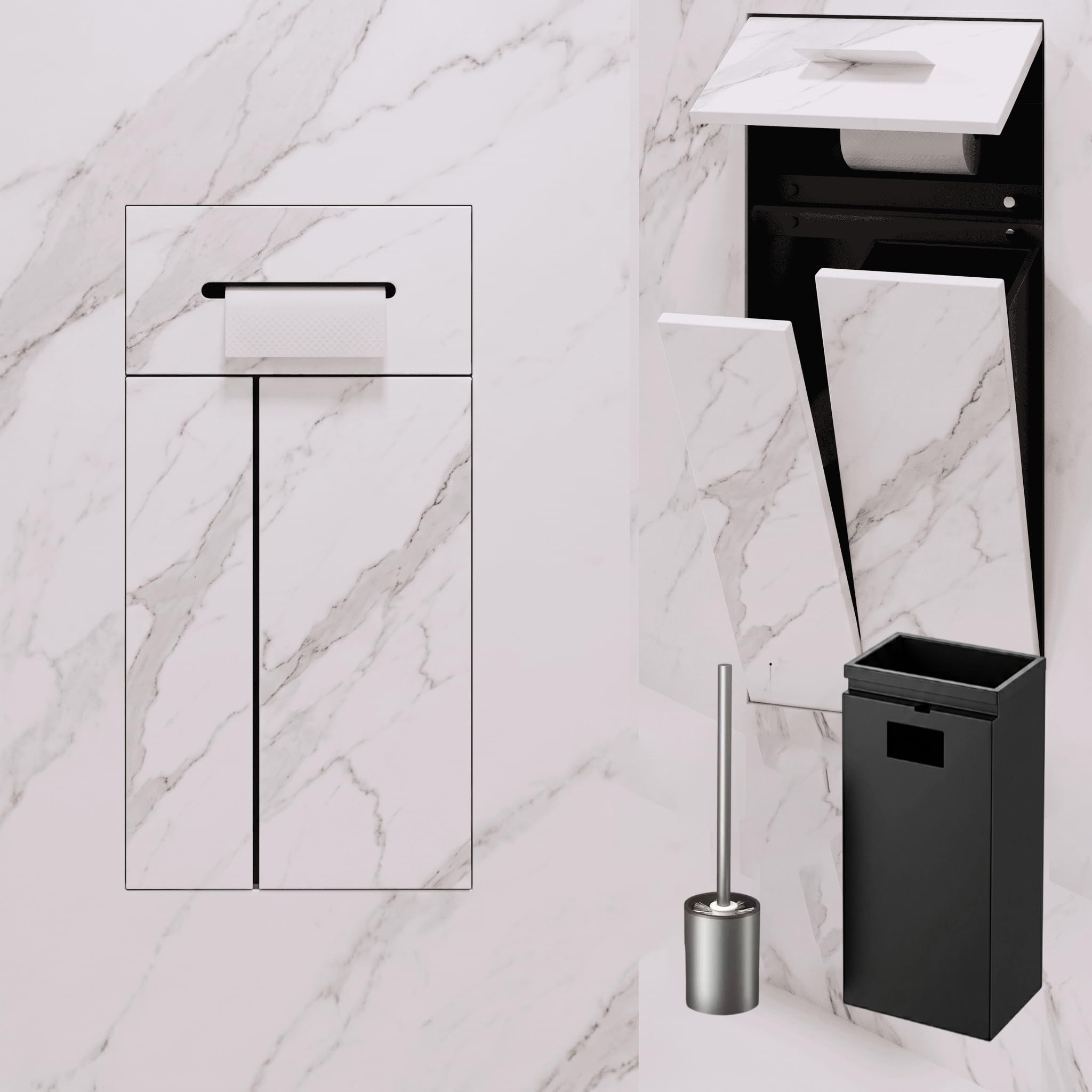 Ukryty uchwyt na papier toaletowy 3 w 1, stal 304, montowany na ścianie, uniwersalny i elegancki dozownik TP, łatwy do wprowadzenia, konstrukcja oszczędzająca miejsce