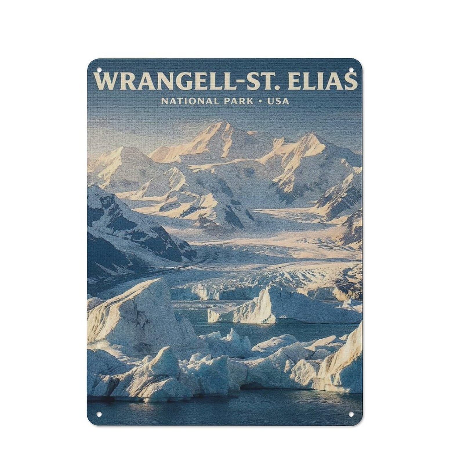 Junmoney Style-2 Tin Wall Plaque 40X30cm With Wrangell-St. Elias National Park For Bar Or Restaurant, For Hospitality Decor Collectors