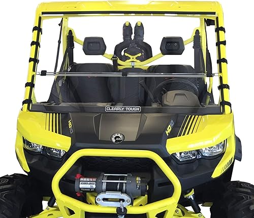 Techo y parabrisas plegable y protector de viento, lo último en versatilidad, de policarbonato resistente contra arañazos. Fabricado en los Estados