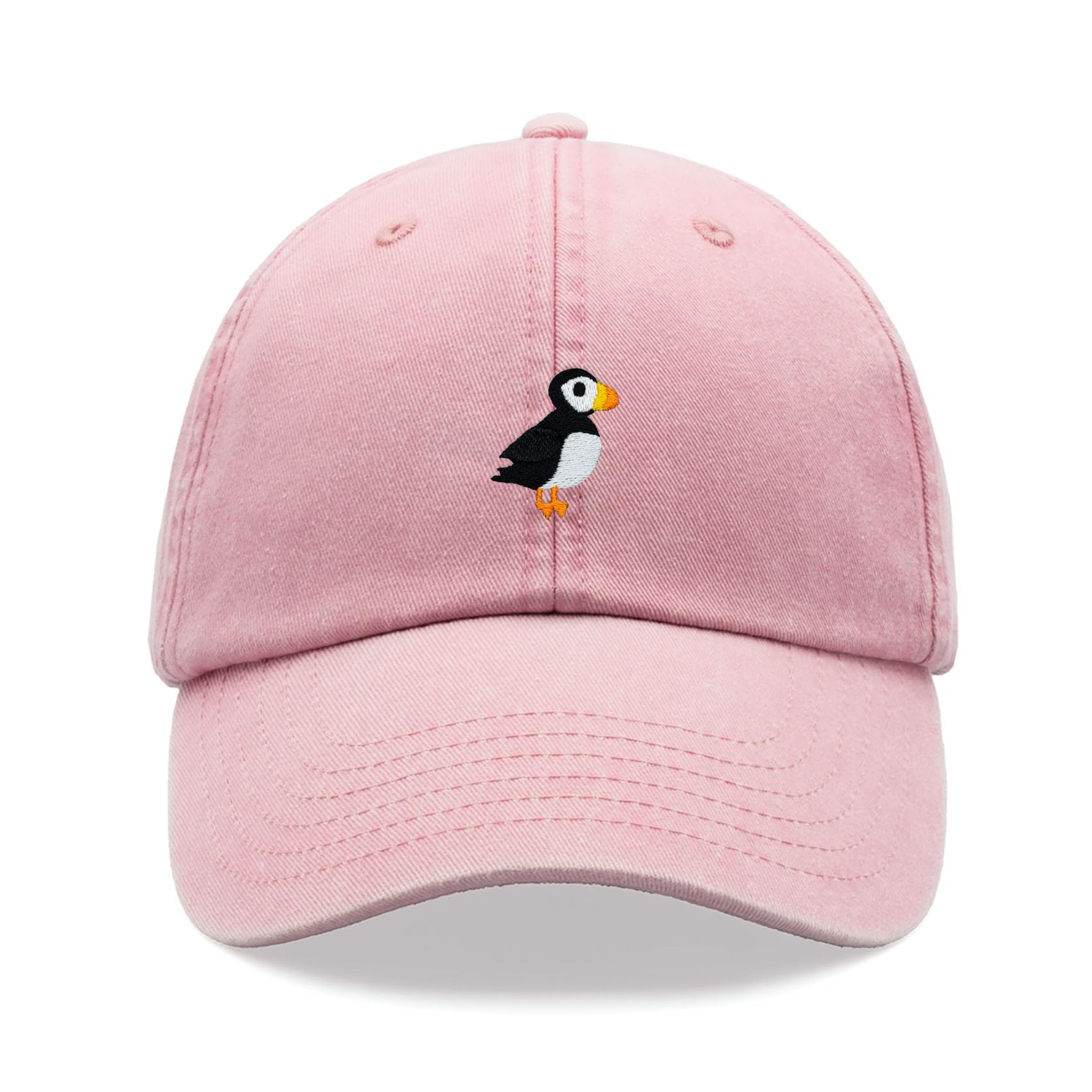Puffin Baseball Cap Vintage Washed Unisex Dad Hat Adjustable Pink