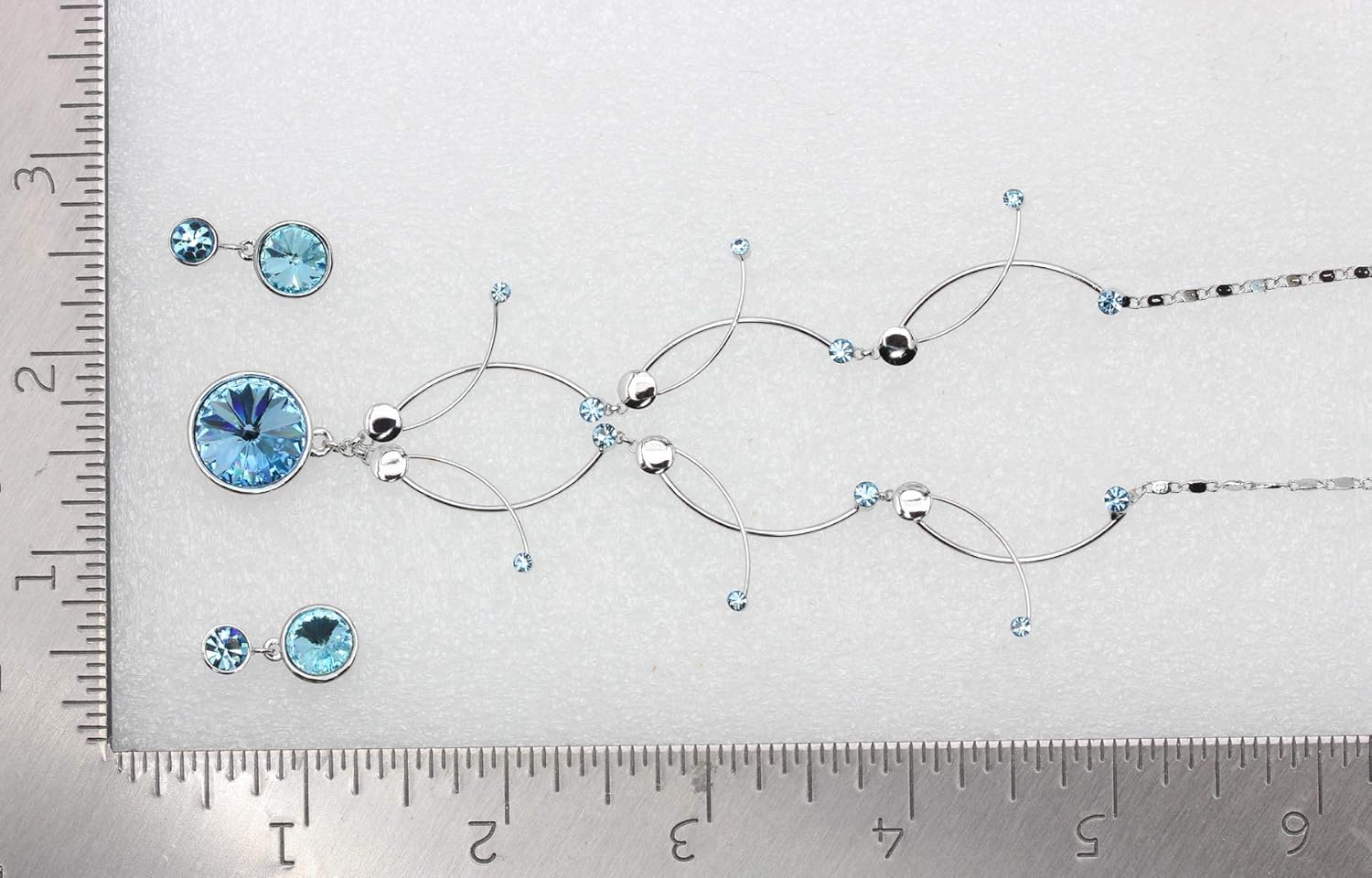 Faship Gorgeous Premium Rhinestone Crystal Floral Necklace Earrings Set - Image 5