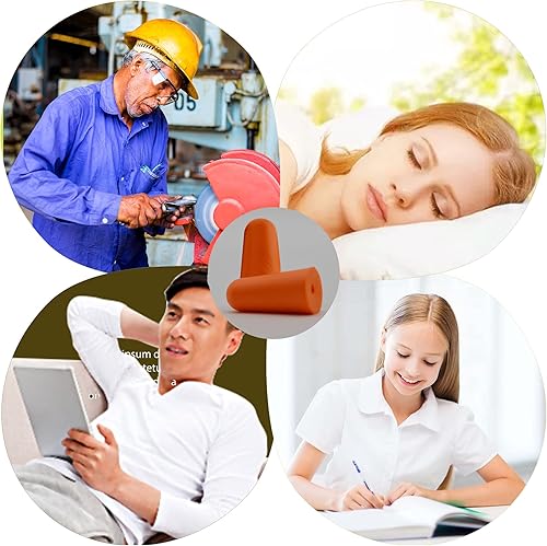 Vista 40 de Tapones para los oídos para cancelación de ruido para dormir, tapones para los oídos de espuma suave NRR de 33 dB más altos, auriculares de Naranja