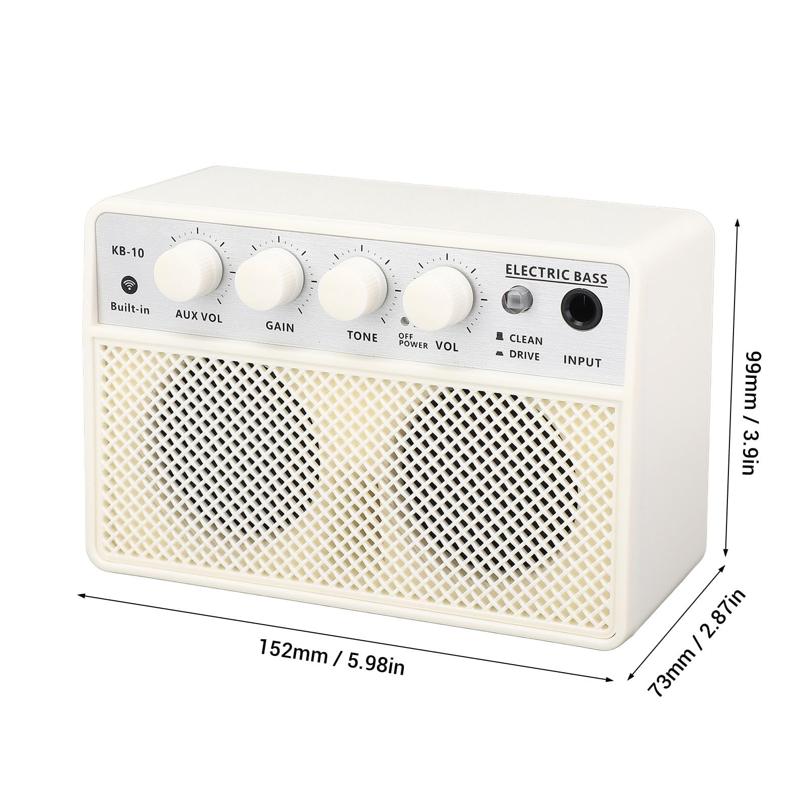 Altavoz de Graves Amplificador de Bajo 10W Recargable Portátil Dual Canal Bluetooth AUX Salida Auriculares Canal Limpio para Práctica y Exteriores