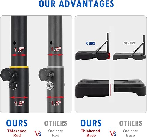 Miniatura 5 de Outspurge Aro de baloncesto ajustable para niños, portátil, de 6.3 a 8.2 pies, 5 niveles de altura con 2 ruedas y red de nailon grande inastillable