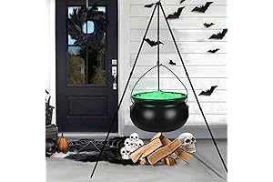 Giant Cauldron Plastic Cauldron with String Lights for Halloween Decoration