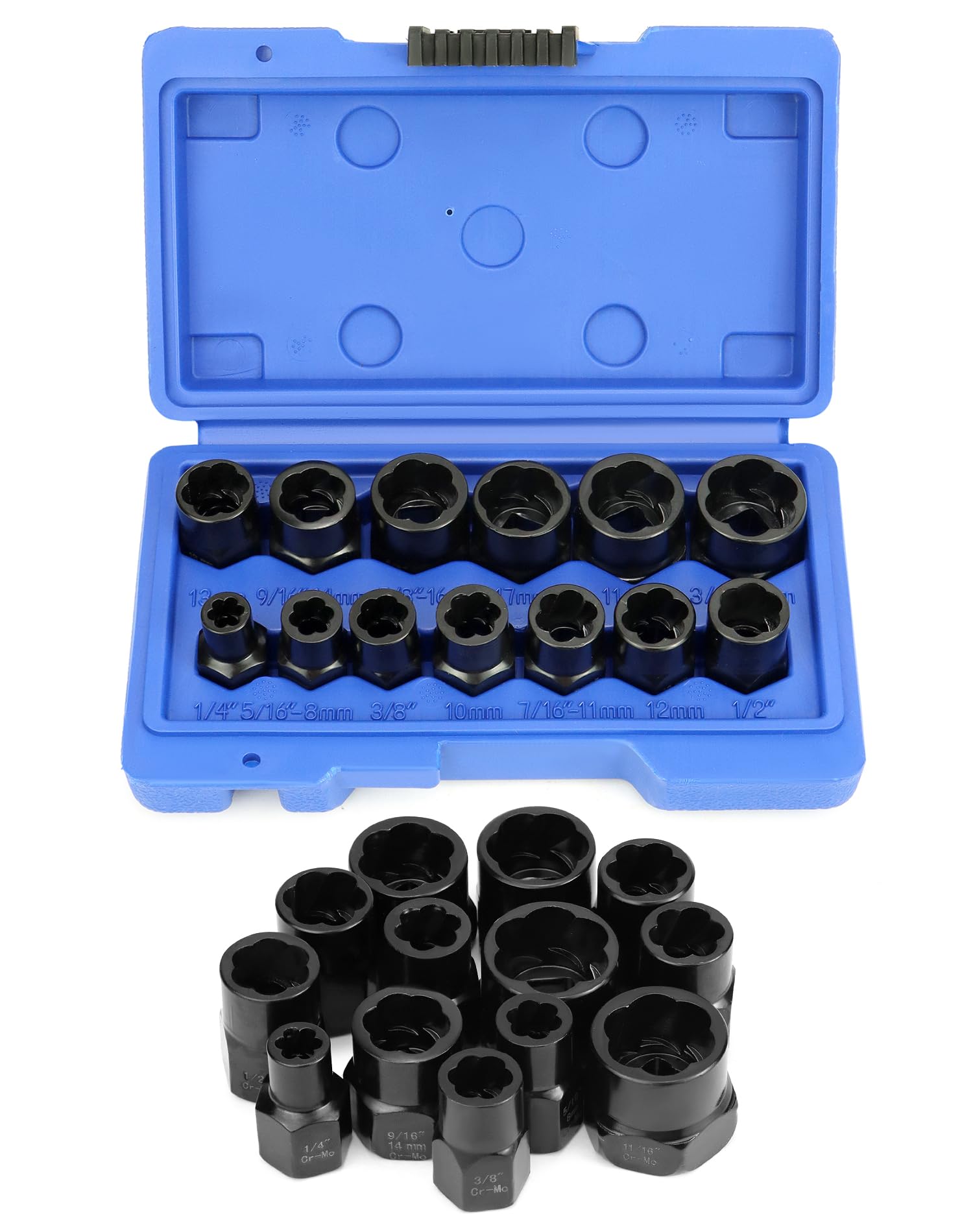 QWORK - Juego De 15 Extractores De Tornillos ¡Para Sacar Tornillos Dañados O Redondos!