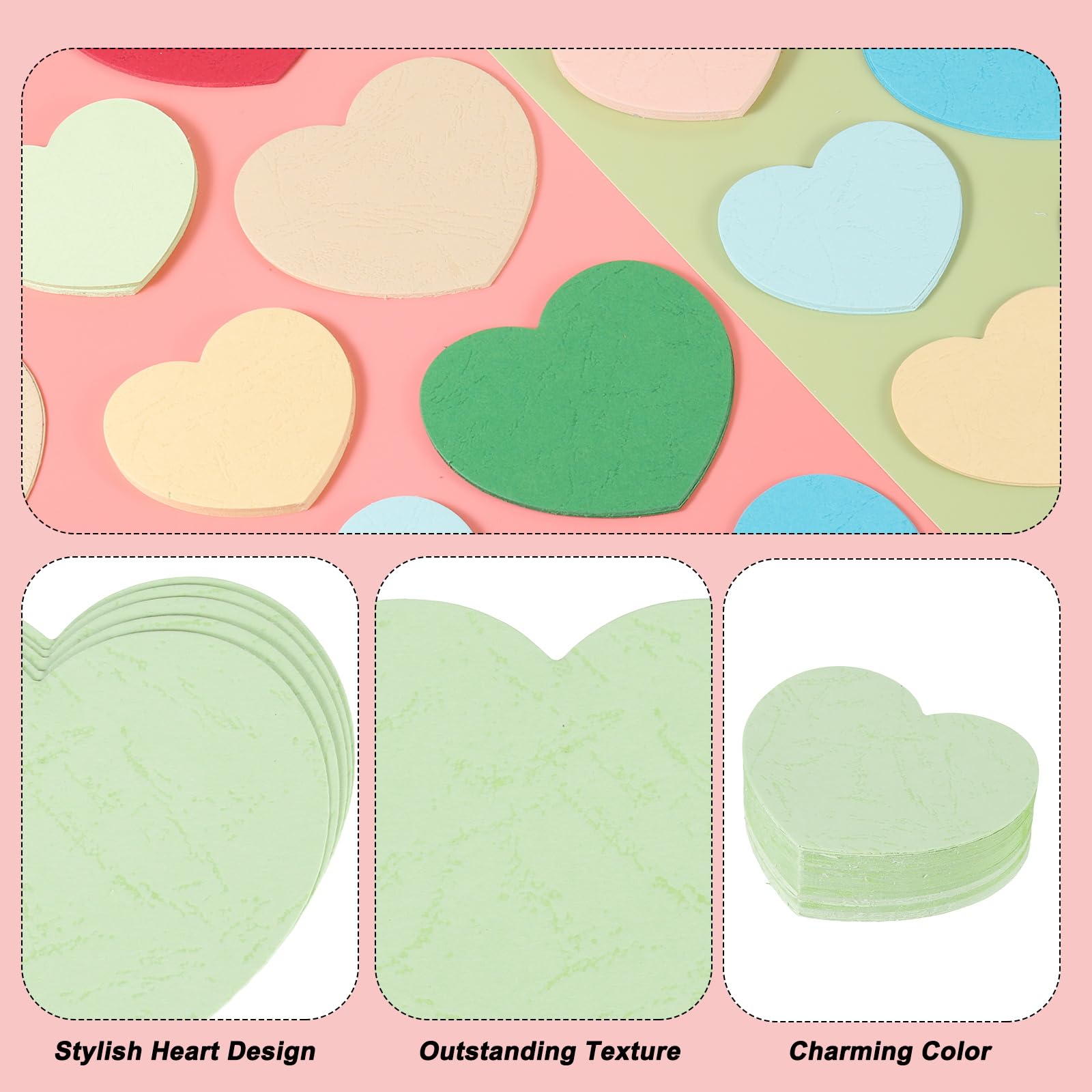 sourcing map Découpes en forme de cœur 10,2 x 8,1 cm Papier Vert clair Lot de 100