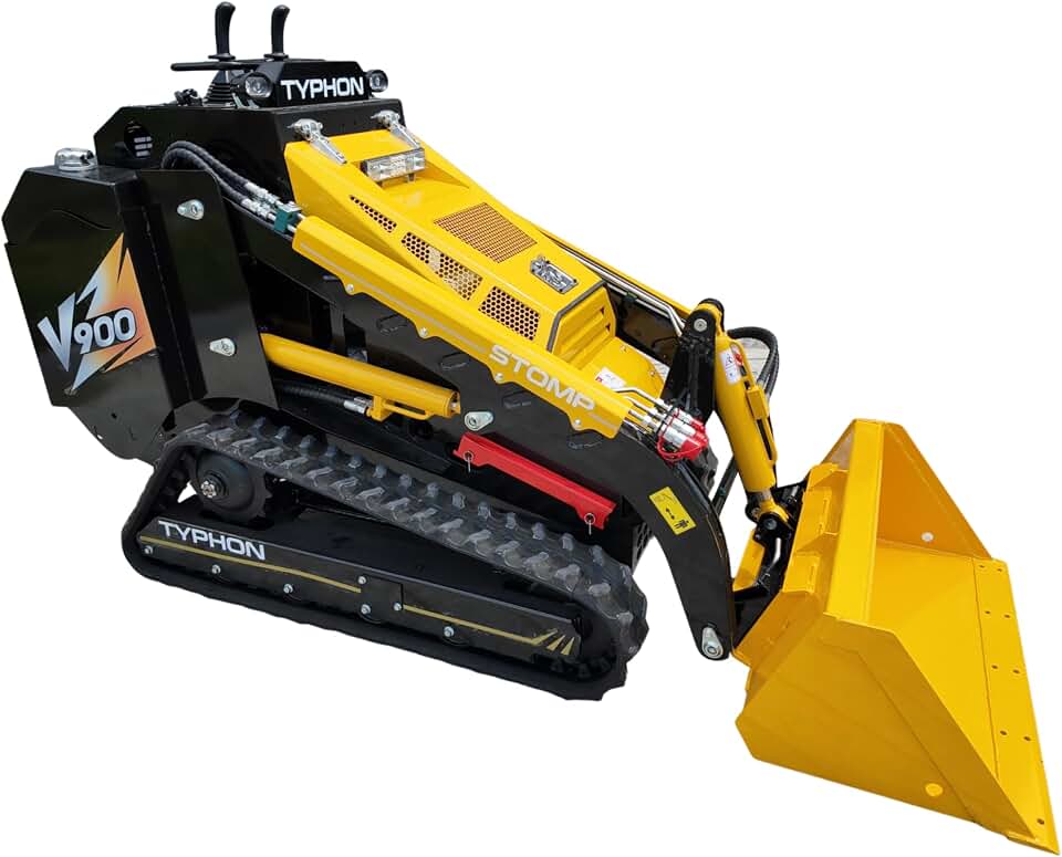 TYPHON STOMP V900 1.4 Ton Compact Track Loader with 25HP EPA Japanese D1105 Diesel Engine, Dual Auxiliary Hydraulics, 1,102 lb Capacity, Stand-On Skid Steer