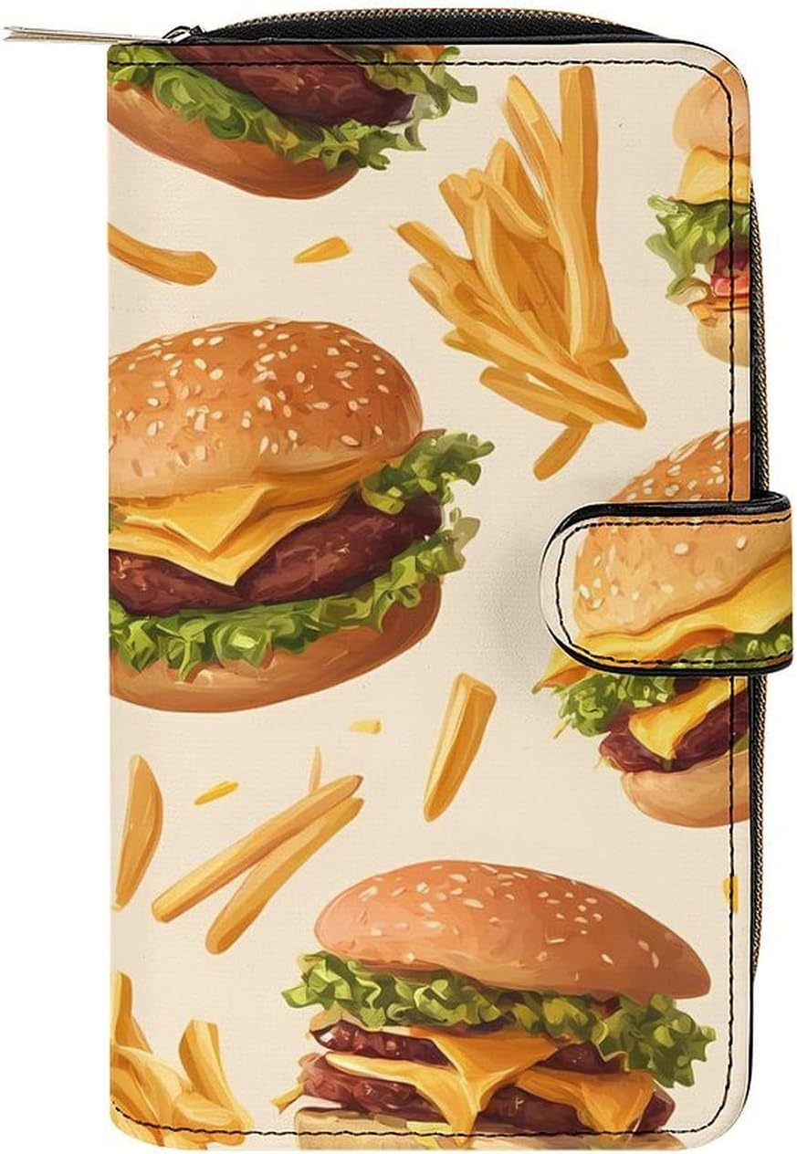 Burgers And Fries Womens Wallet for Men Slim Purse Clutch Handbag with Card Holder